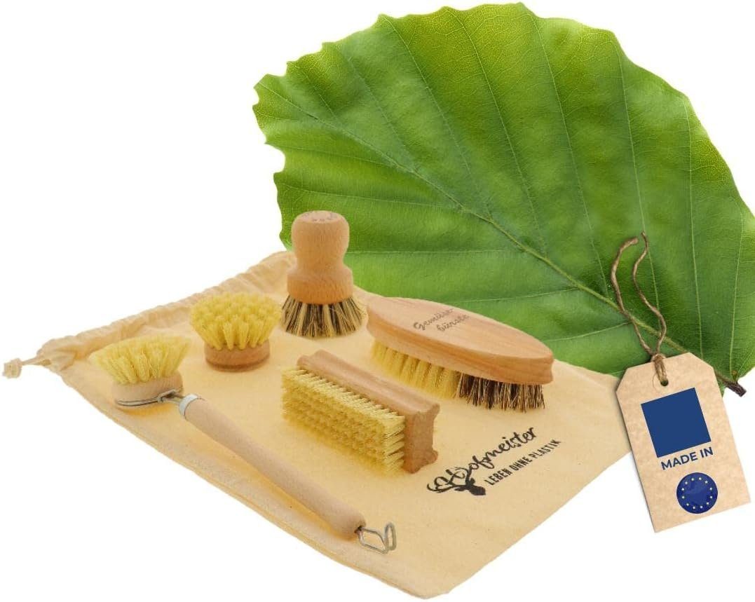 Hofmeister Щітки для чищення-Set Bürsten-Set Buchenholz 5-teilig Gemüsebürste Spülbürste