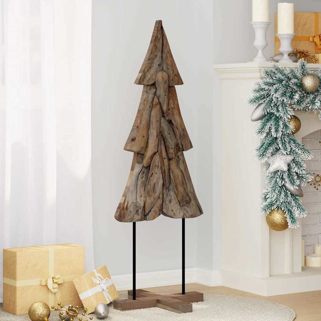 vidaXL Künstlicher Weihnachtsbaum Weihnachtsbaum mit Ständer Braun 121 cm Massivholz