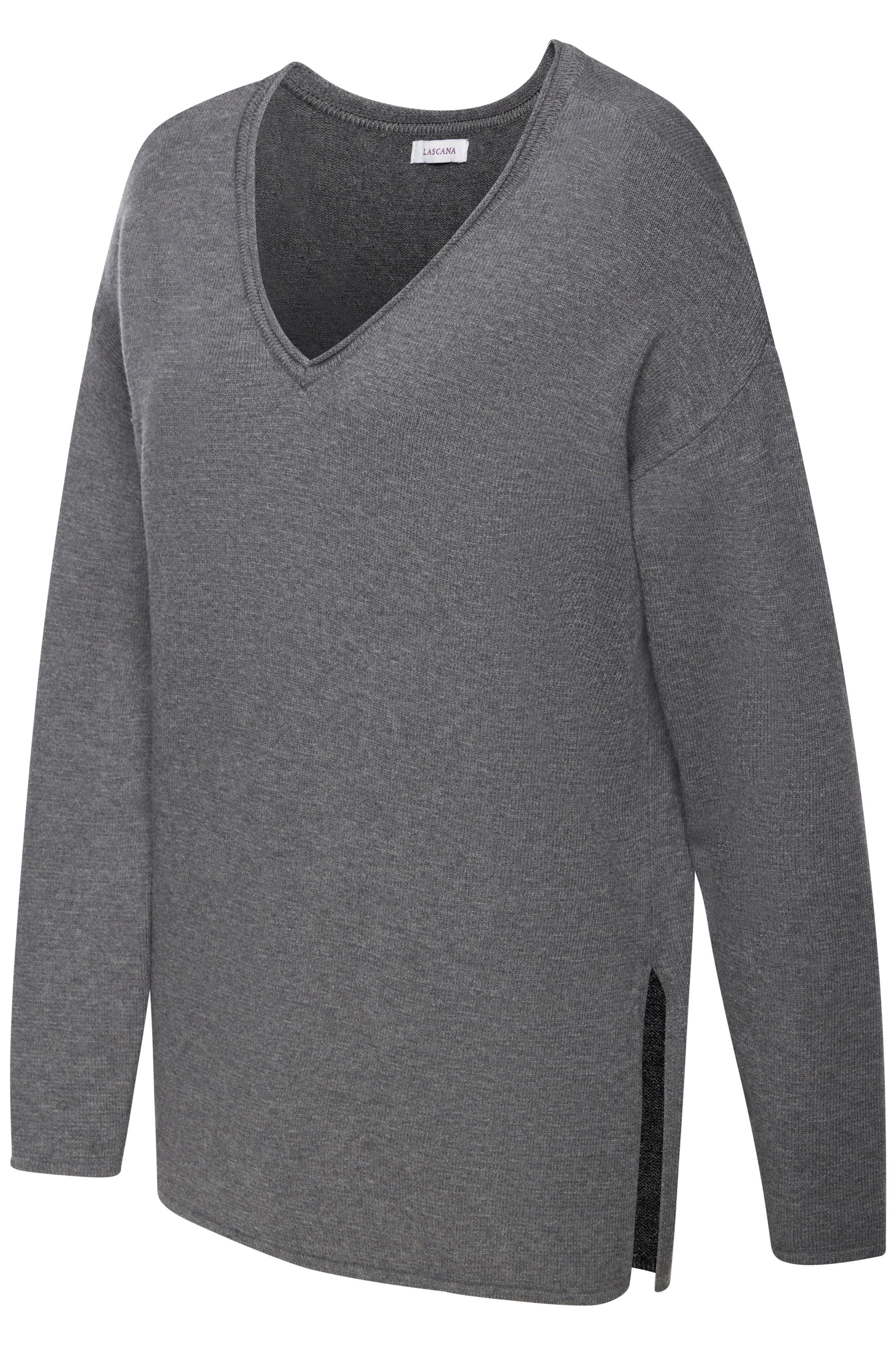 LASCANA Strickpullover lässiger Loungepullover mit seitlichen Schlitz, Loungewear