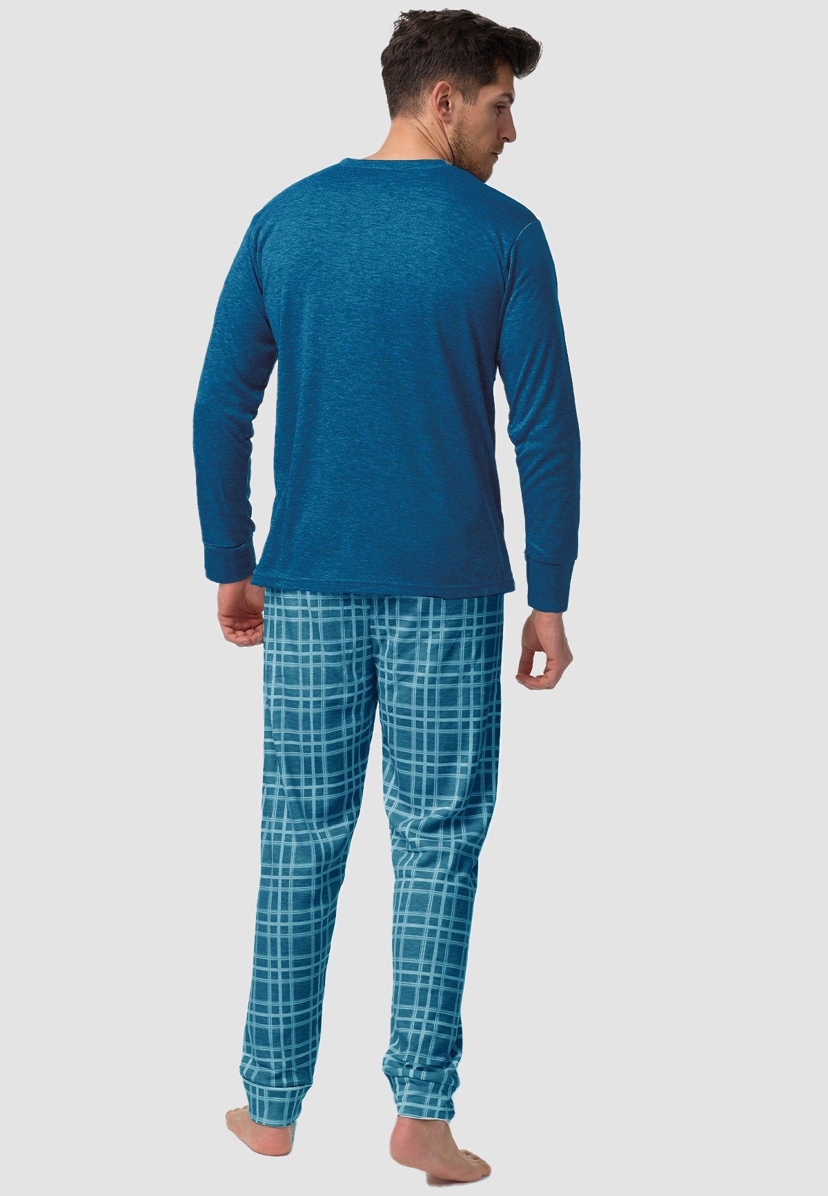 2-Teiliger Langarm 5173inPetrol Pyjama Schlafanzug Egomaxx Schlafanzug
