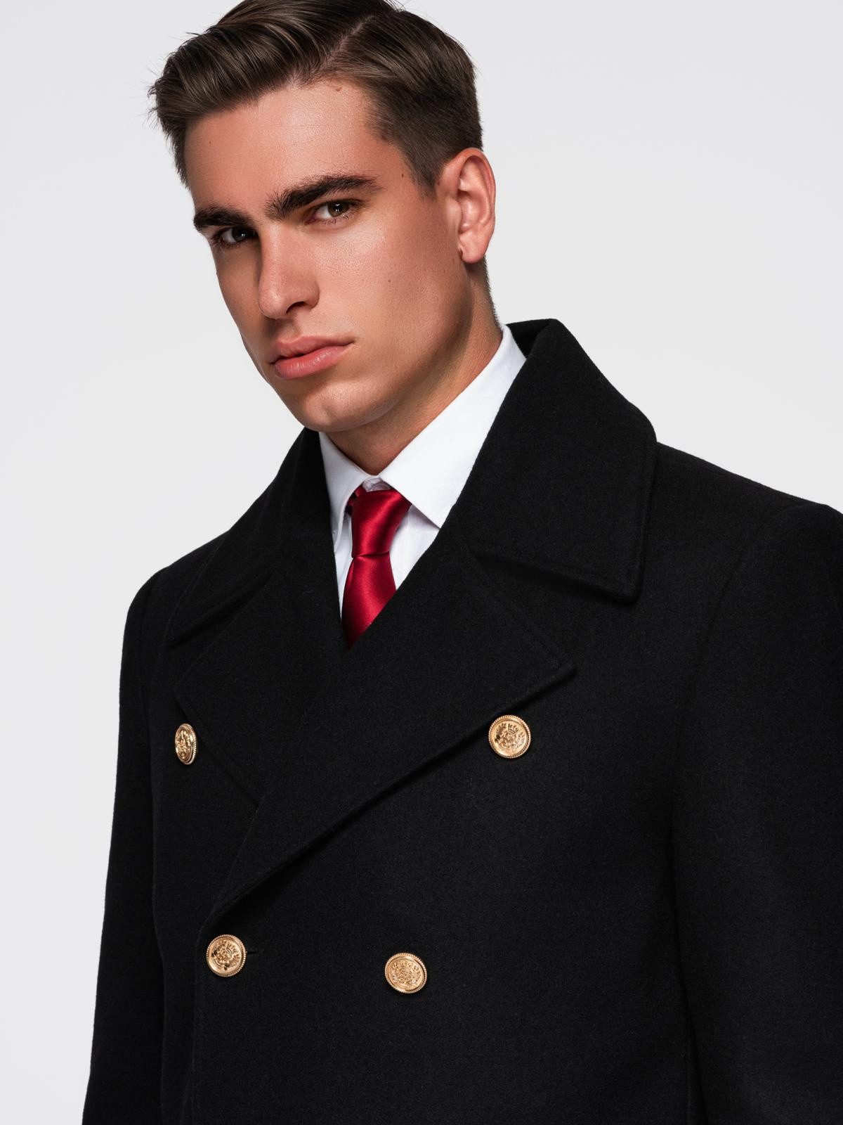 OMBRE Wintermantel Doppelreihiger Herrenmantel mit Wolle im Marine-Stil günstig online kaufen