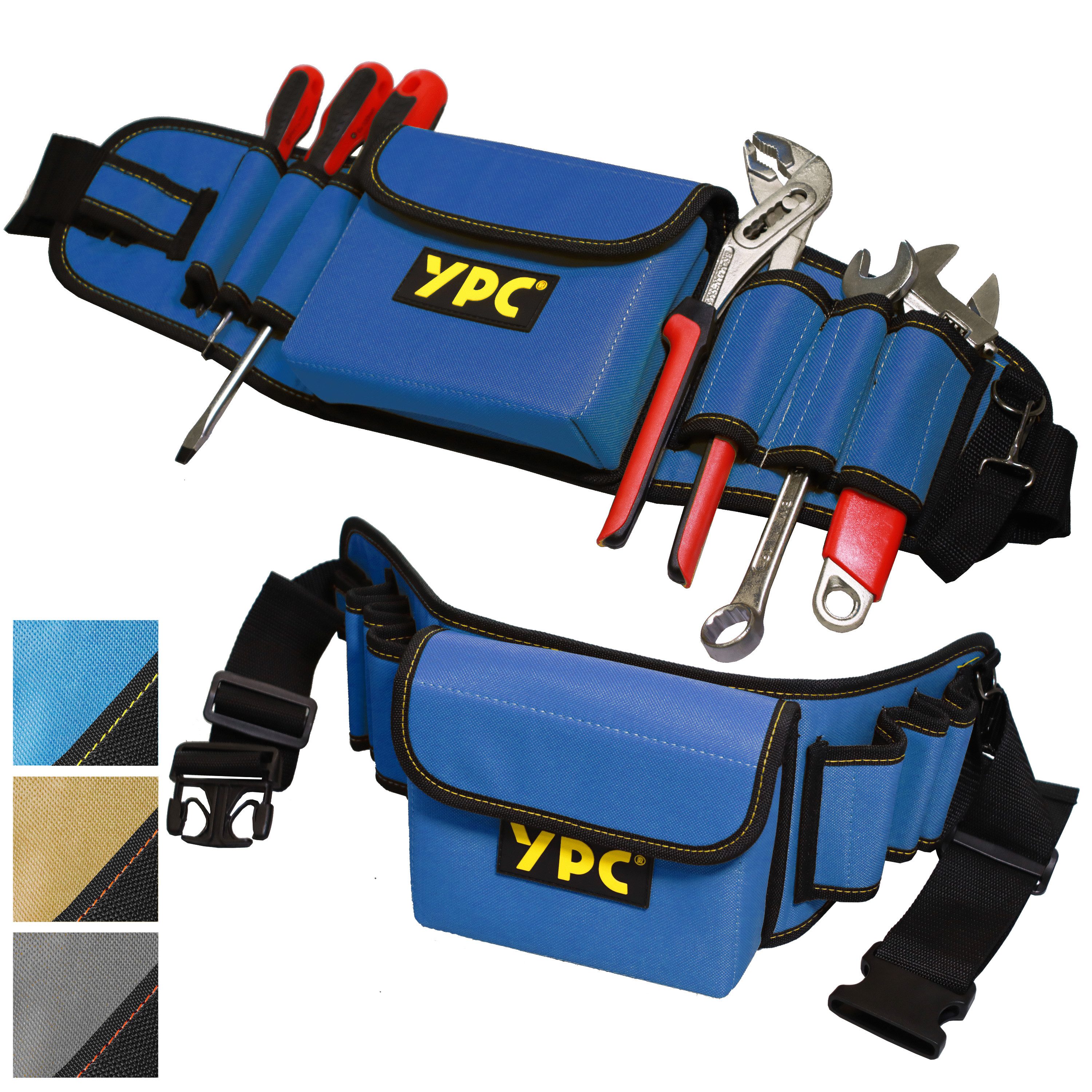 YPC Werkzeugtasche "ProBelt" Werkzeuggürtel 58x16cm, 130cm gesamt, reißfest, robust, wasserabweisend, praktisch, modern