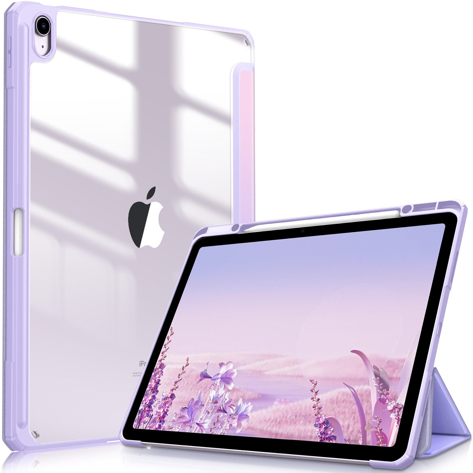 Fintie Tablet-Hülle für iPad Air 13 Zoll M4/M3/M2 (2026/2025/2024) mit Stifthalter, Stoßfeste Hybrid Case mit transparenter Hartschale auf der Rückseite