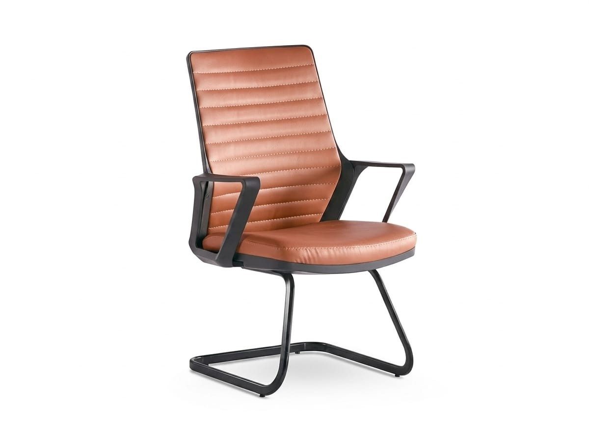 Xlmoebel Freischwinger Konferenzstuhl Stuhl braun Robust Metallgestell Modern Minimalistisch (1 St)