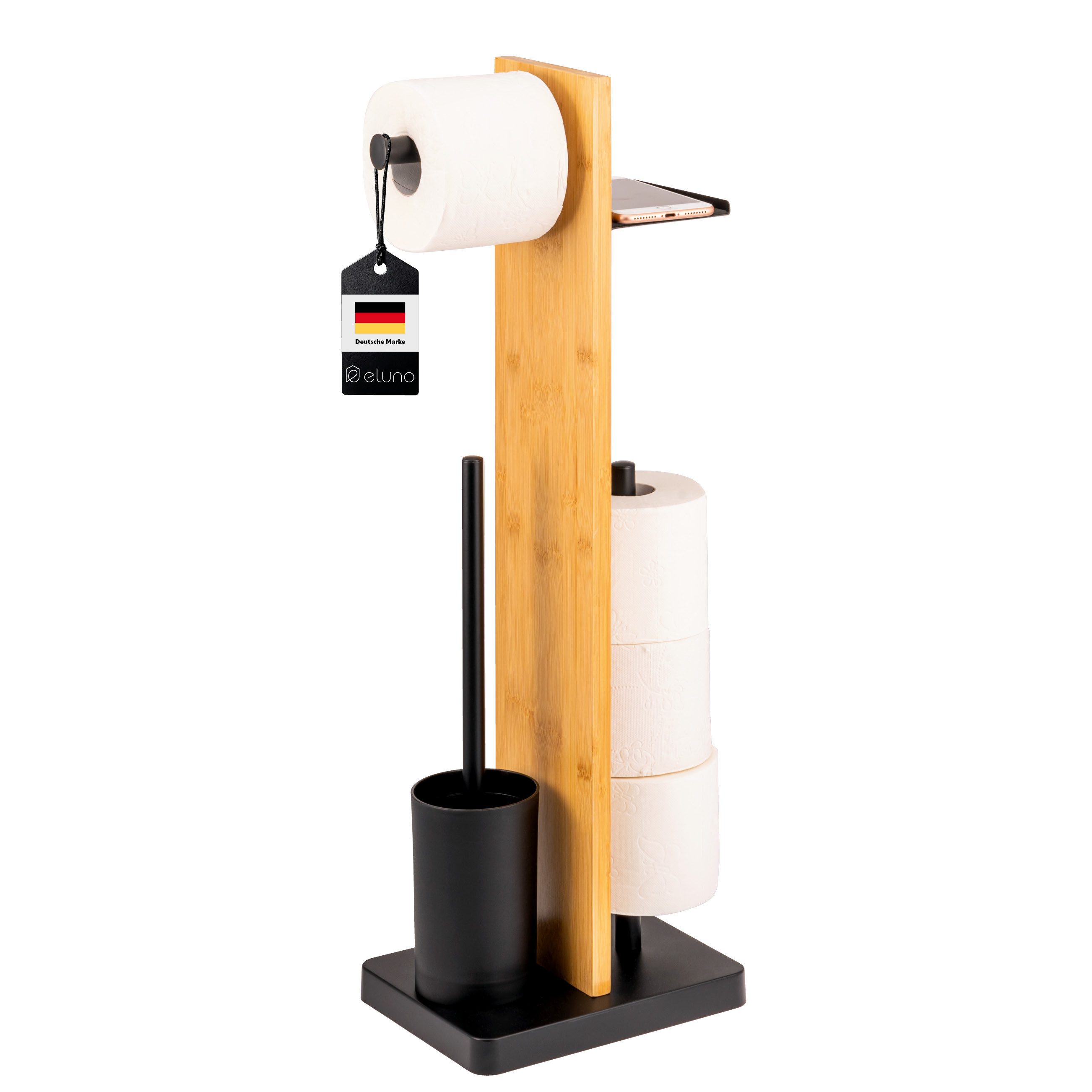 eluno WC-Garnitur 4in1, WC-Bürste, (Ersatz)Rollenhalter, Ablage, schwarz, T günstig online kaufen