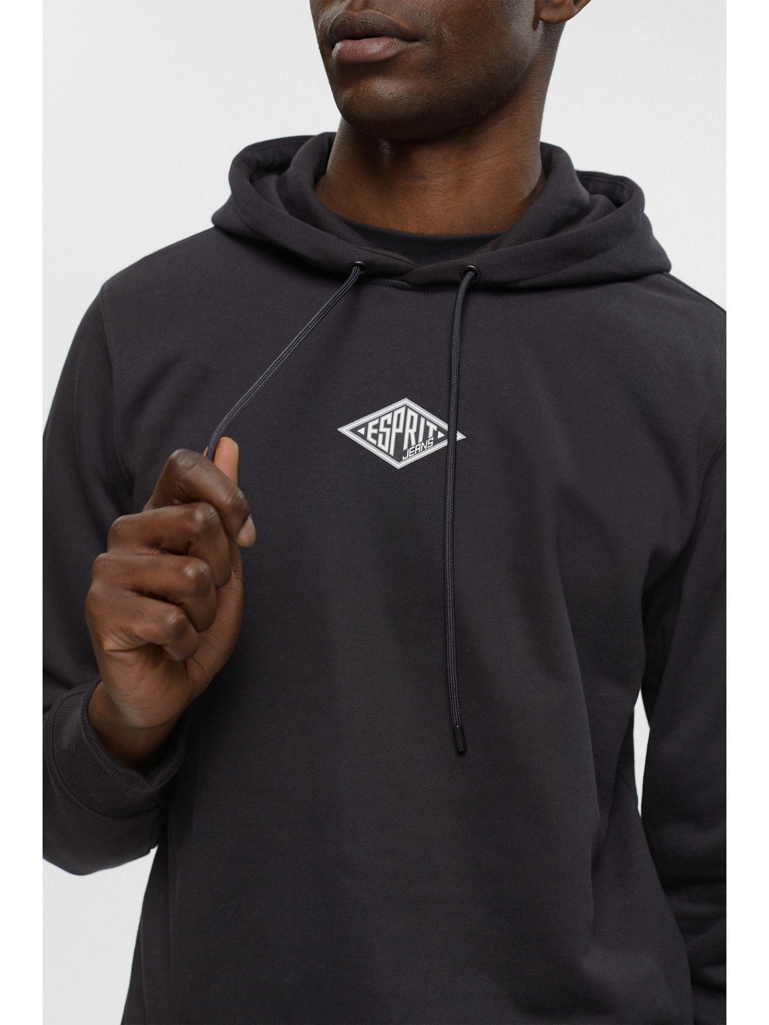 Sweatshirt Baumwoll-Kapuzensweatshirt Esprit Logo mit (1-tlg) BLACK