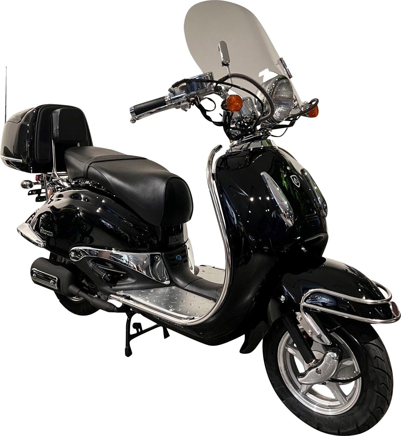 Alpha Motors Motorroller Retro Firenze Limited, 125 ccm, 85 km/h, Euro 5, (Spar-Set) schwarz
