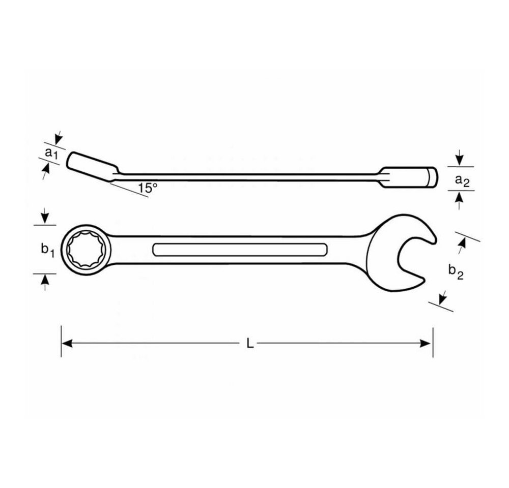 Thumbnail - BAHCO Ringschlüssel Ring-Maulschlüssel, 15° abgewinkelt, SW 1/4″