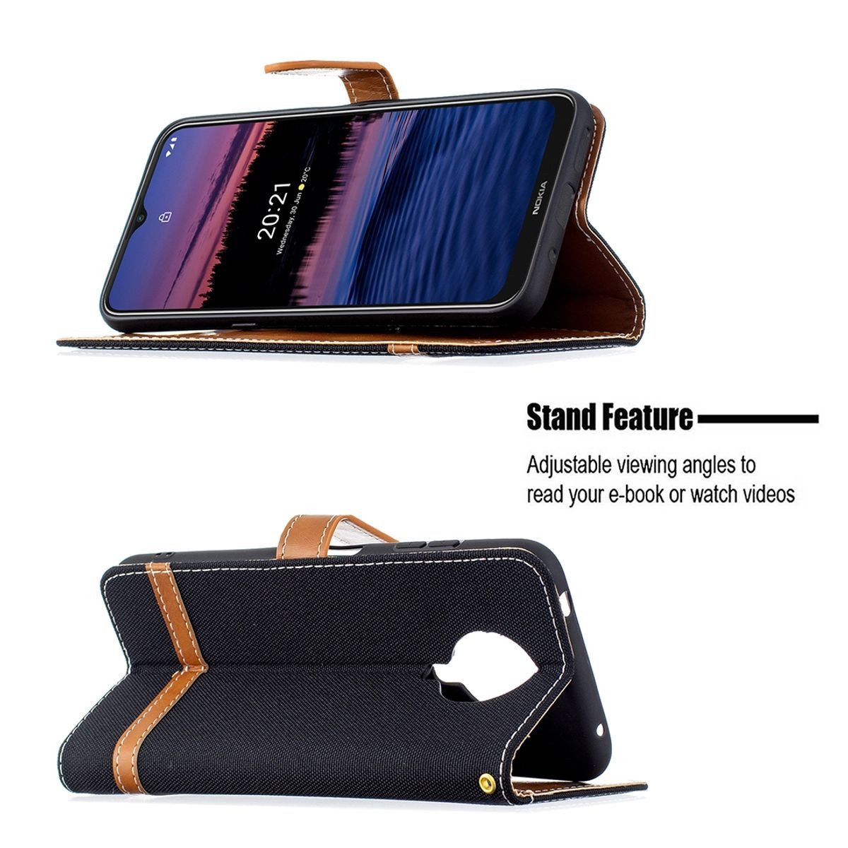 König Design Handyhülle Nokia G10 / G20, Schutzhülle Schutztasche Case Cover Etuis Wallet Klapptasche Bookstyle