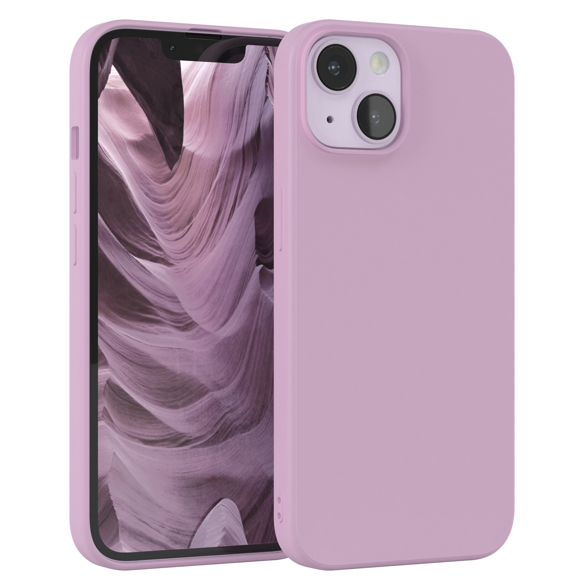 EAZY CASE Handyhülle für Apple iPhone 14 Hülle Silikon 6,1 Zoll, Hülle mit Kameraschutz handycover Soft Smart Slimcover Lila / Flieder