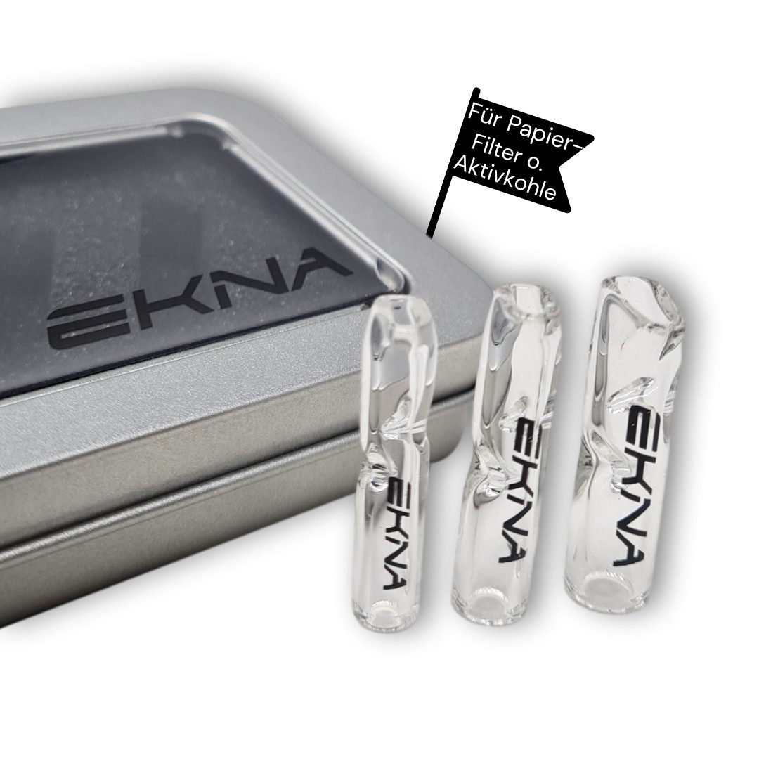 EKNA Aktivkohlefilter Glas Tips - Glasfilter - Glasmundstücke - Smoking Tip, Für Papierfilter