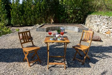 Junado® Balkonset Bloom, Akazie massiv, besteht aus zwei Stühlen und einem Tisch, klappbar