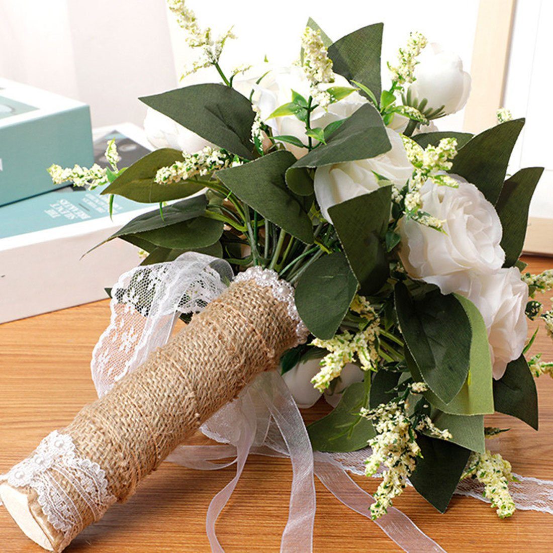 Kunstblumenstrauß Braut DÖRÖY Bouquet Blume Hochzeit Weiß Hand Requisiten, Simulation Simulation