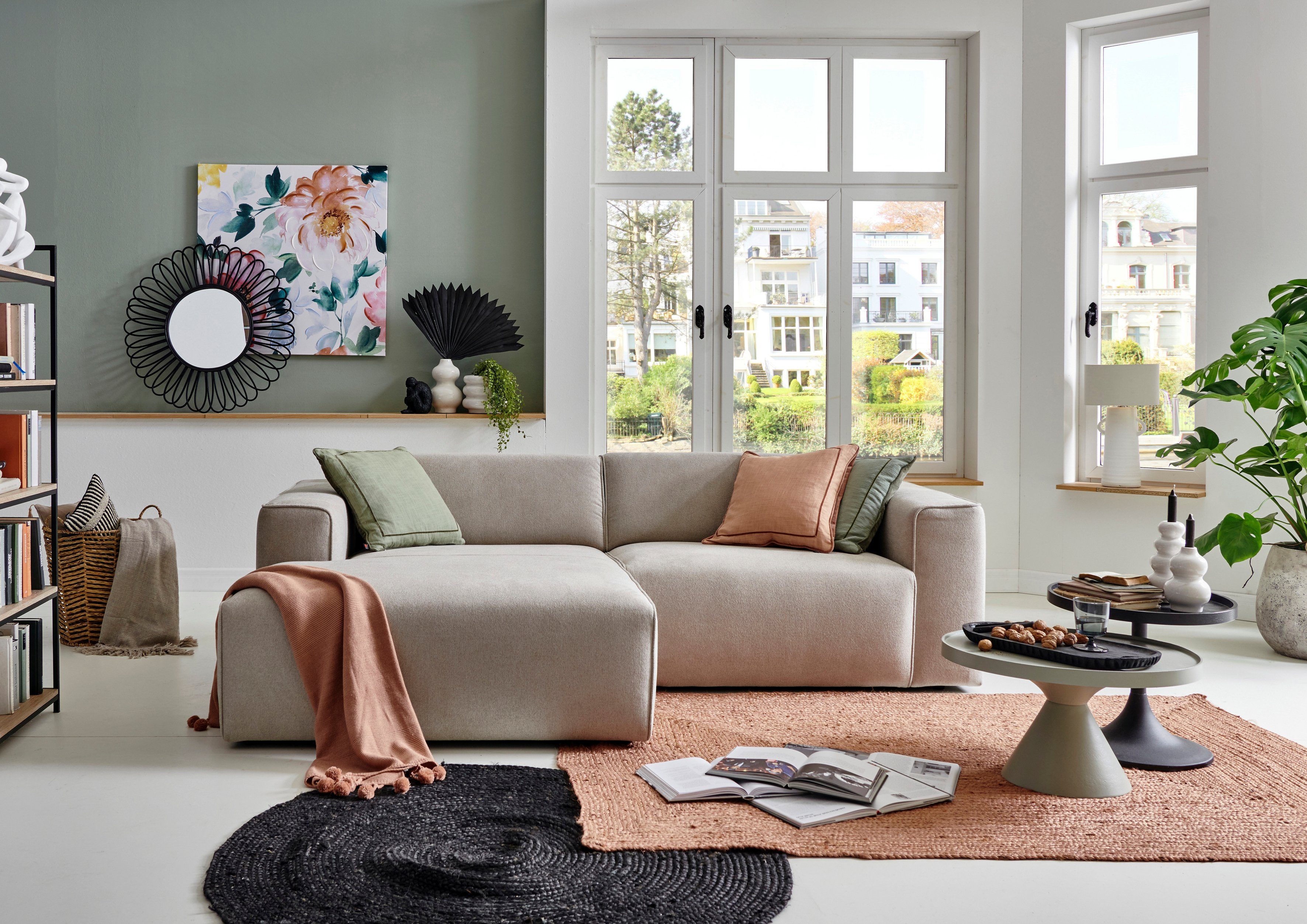 Home affaire Ecksofa Noord mit Kedernaht, Breite 234 cm, L-Form, mit Kedernaht, Breite 234 cm, Cord, Struktur, Webstoff