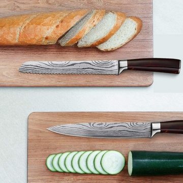 KEENZO Messer-Set 8-Teiliges Küchenmesserset Profi Kochmesser mit scharfer Klinge (8-tlg)