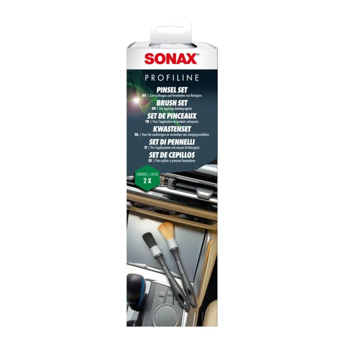 Sonax Pinsel SONAX PROFILINE PinselSet, (Set, 2 St., Dunkle steifere Borsten - Helle weiche Borsten), Für Nass und Trockenreinigung
