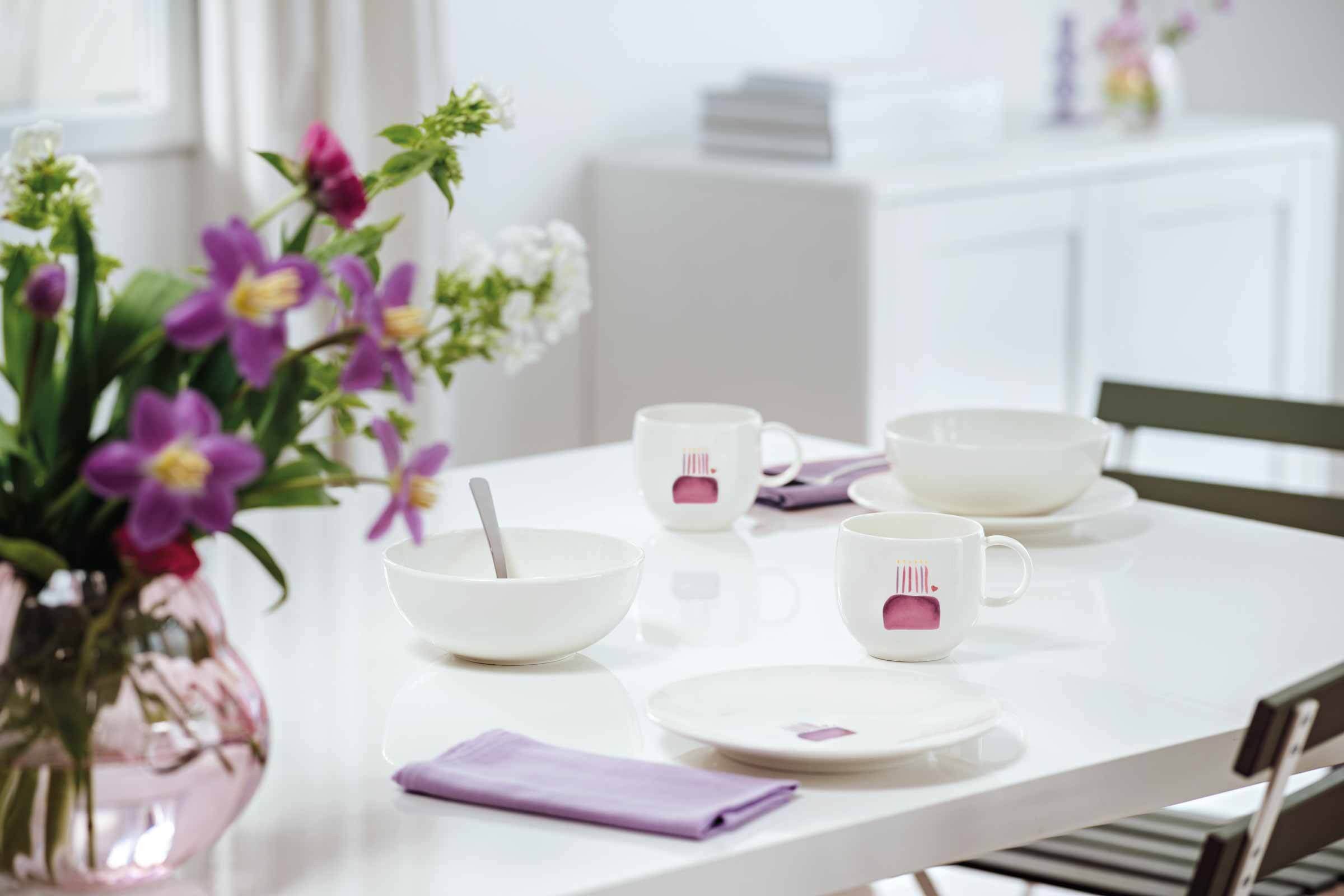 Villeroy & Boch Frühstücksteller With Love Frühstücksteller Happy Birthday, (6 St)
