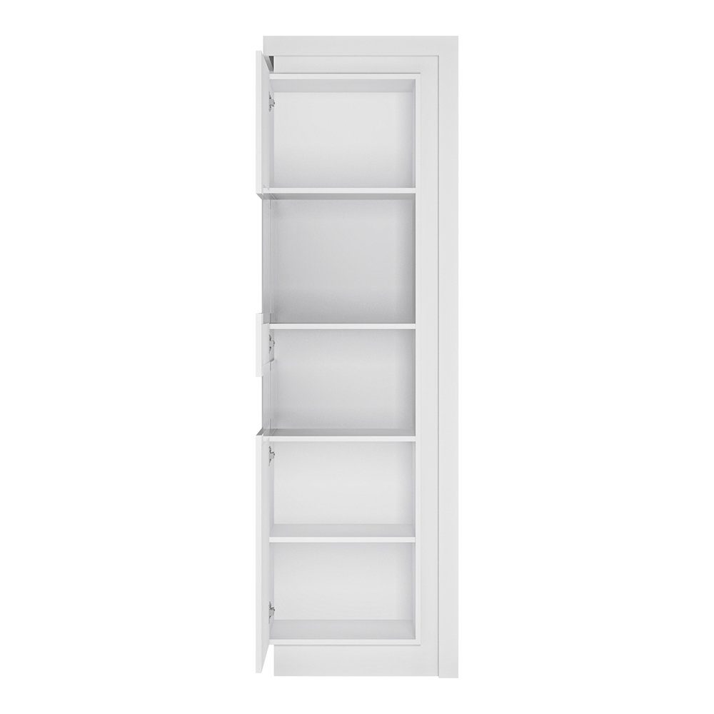 Lomadox Vitrine LYNDHURST-129 weiß Hochglanz mit LED Beleuchtung, 60/198,5/42 cm