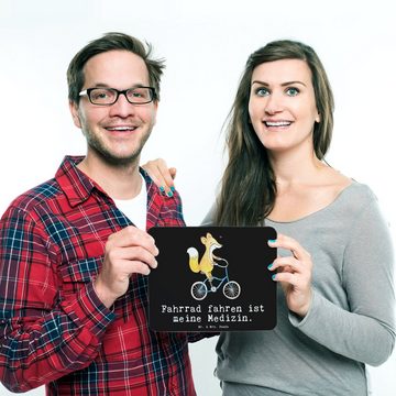 Mr. & Mrs. Panda Mauspad Fuchs Fahrrad fahren - Schwarz - Geschenk, Büroausstattung, Radeln, R (1-St), rutschfest