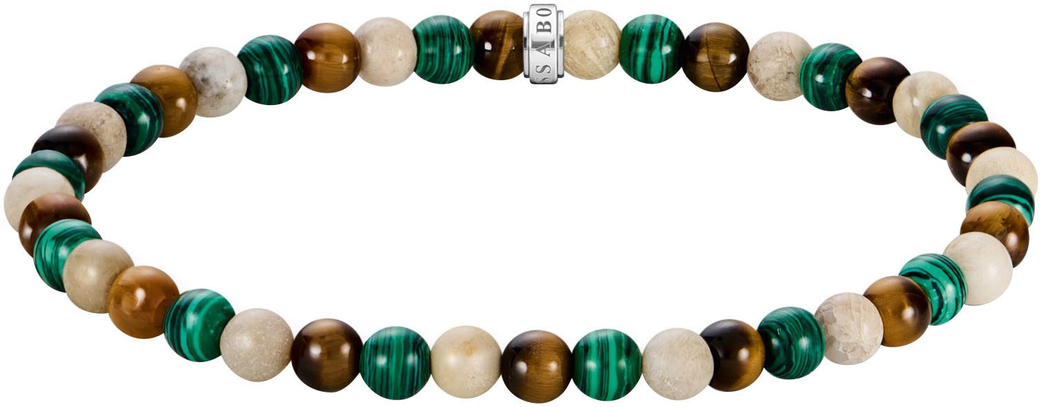 Valentinstagsgeschenk THOMAS SABO Armband Bead Armband, mit Malachit, Tigerauge, Jaspis, braun|grün|silberfarben