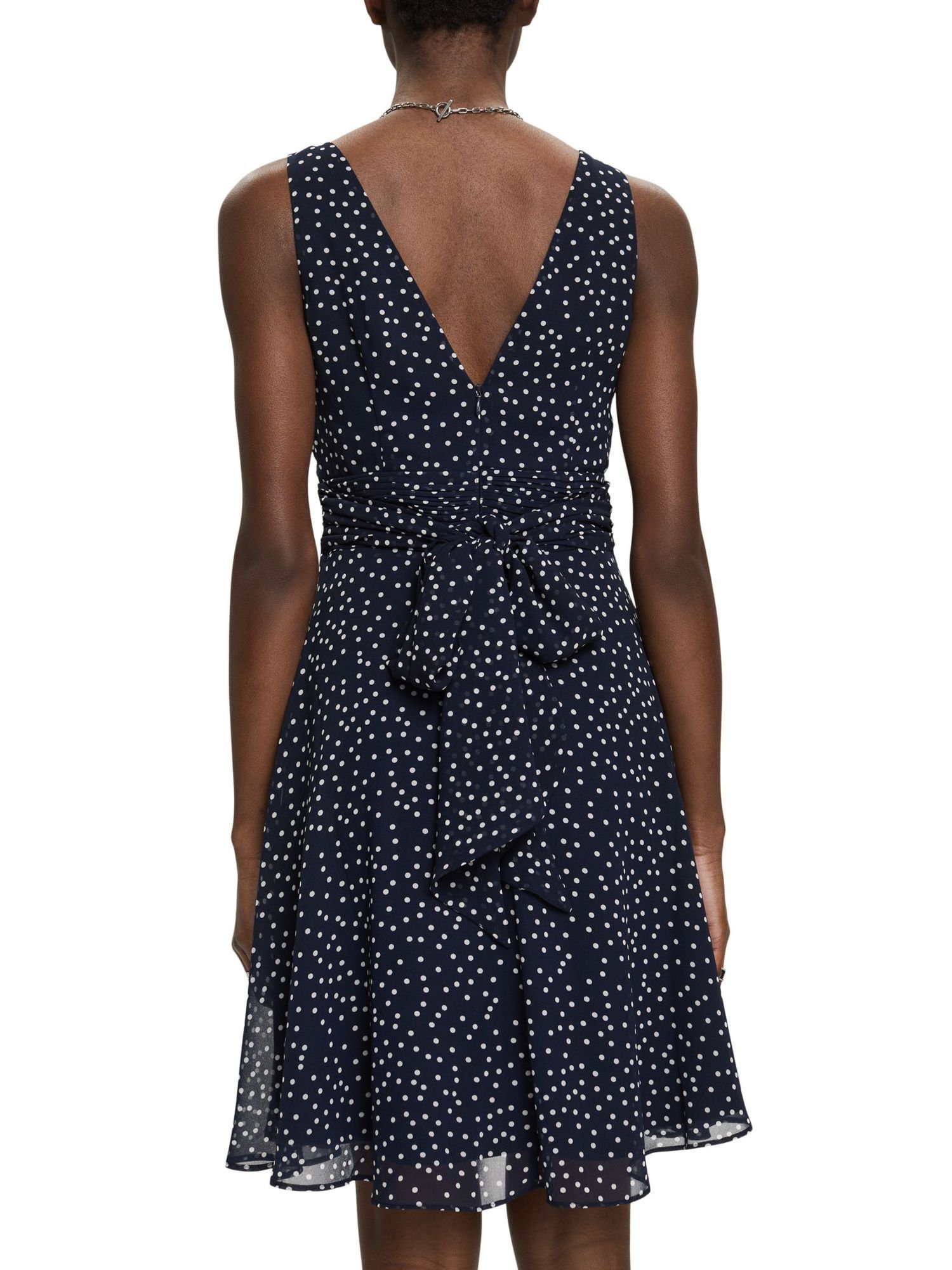 Midikleid geraffter Chiffon-Kleid NAVY Taille mit Collection Esprit Recycelt:
