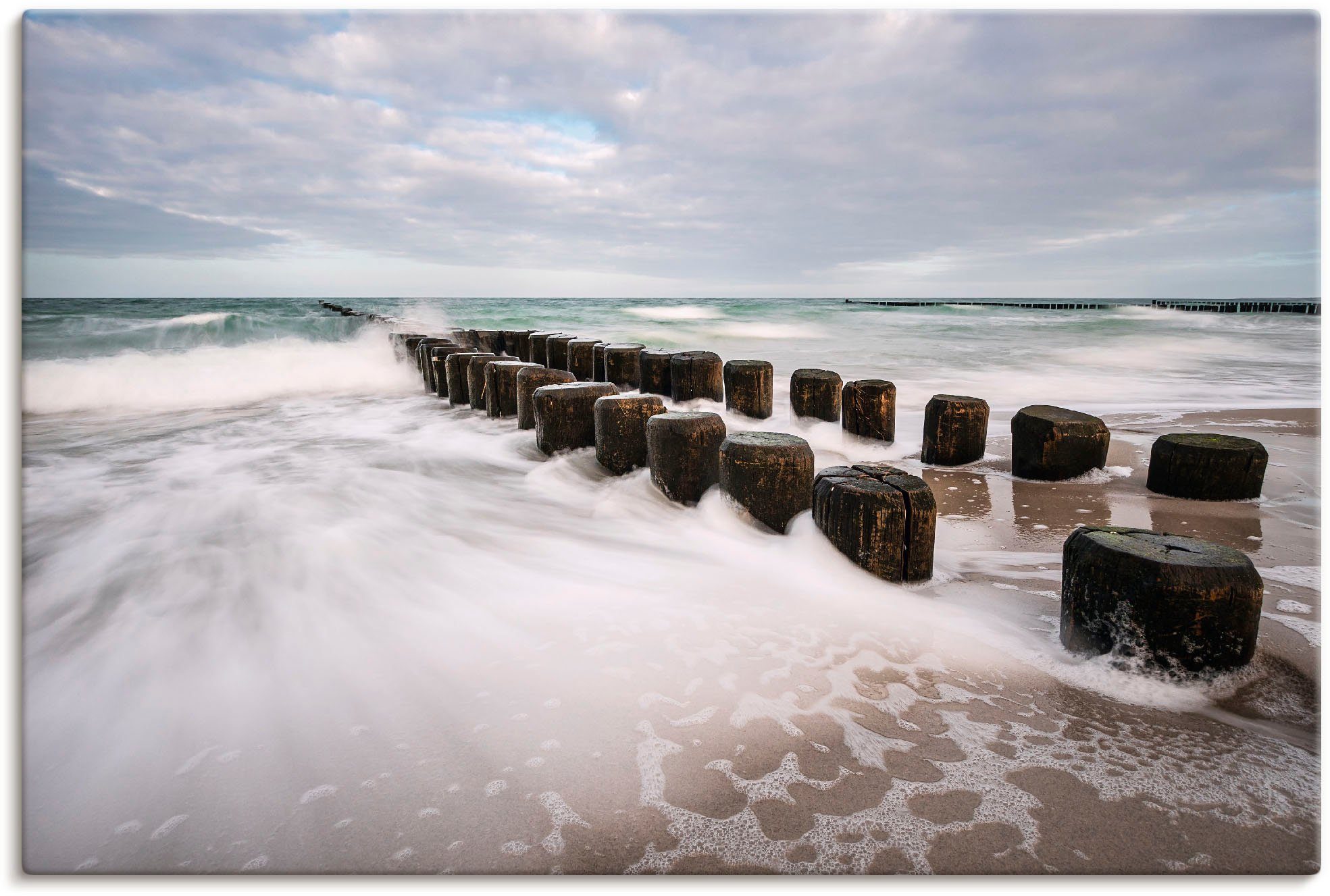 St), an Küstenbilder Poster oder an Wandaufkleber stürmischen versch. Ostsee (1 in Buhnen Leinwandbild, Größen Wandbild Alubild, Tag, als Artland