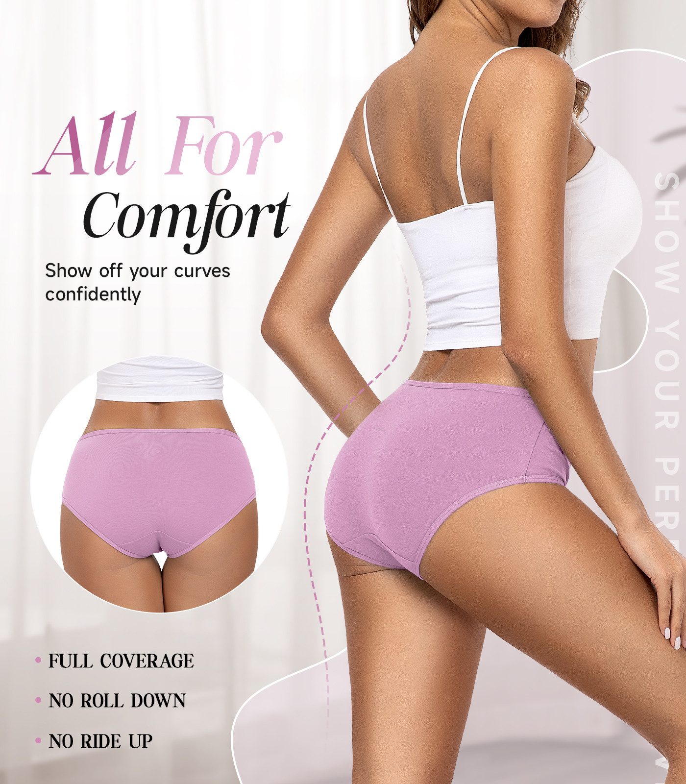 TANSTC Hipster Unterhosen Damen Baumwolle Slips Bequeme Unterwäsche Frauen (Packung, 6-St., 6er-Pack) atmungsaktiv, elastisch, hautfreundlich, nicht umrollender – Bild 2 von 5