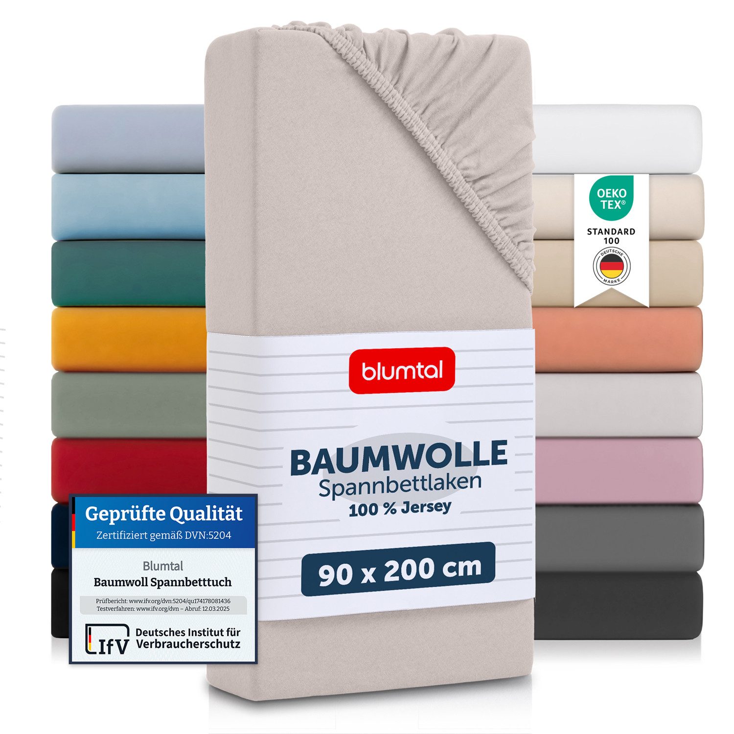 Blumtal Spannbettlaken Blumtal Basics 100% Baumwolle - Jersey, Baumwolle, Gummizug: Rundum, (2 Stück), Jersey Bettlaken - atmungsaktiv, strapazierfähig und faltenfrei