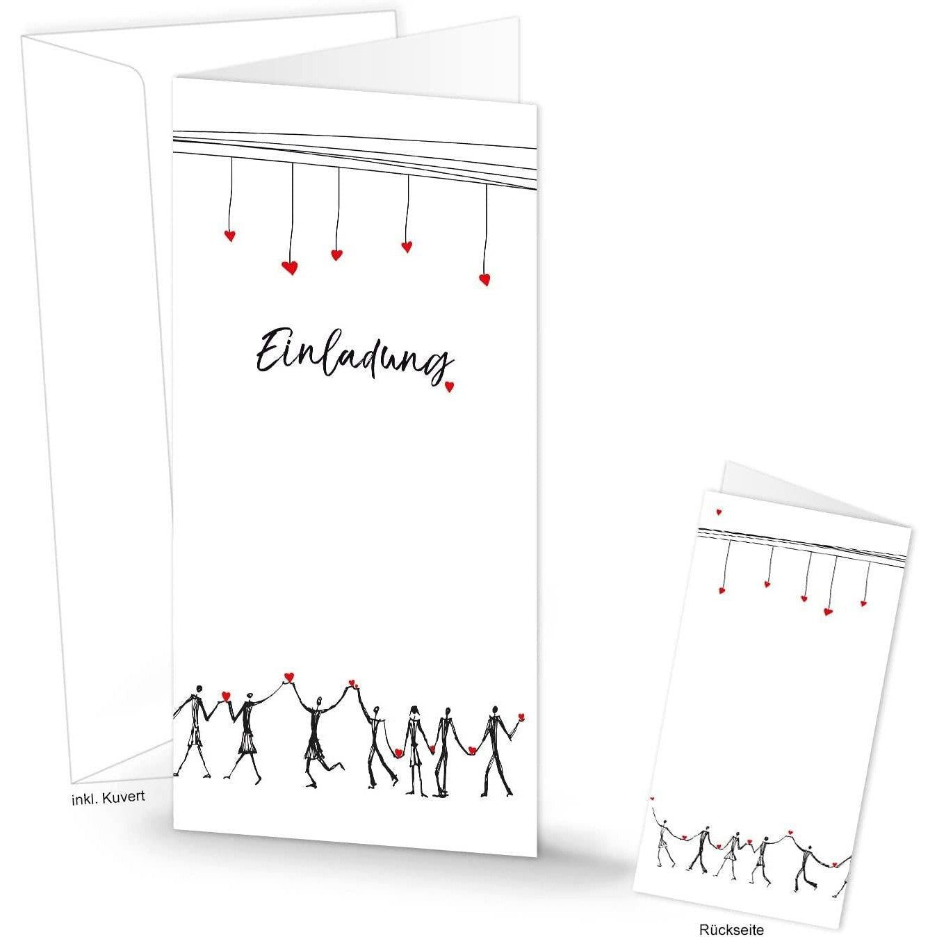 Logbuch-Verlag Klappkarte Einladungskarte Herzmensch rot schwarz weiß - Einladung zur Hochzeit