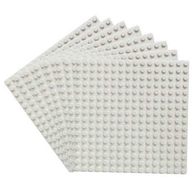 Katara Konstruktionsspielsteine 8er Grundbauplatten, 16x16 Noppen, 13 cm x 13 cm, (8er Set), Weiß