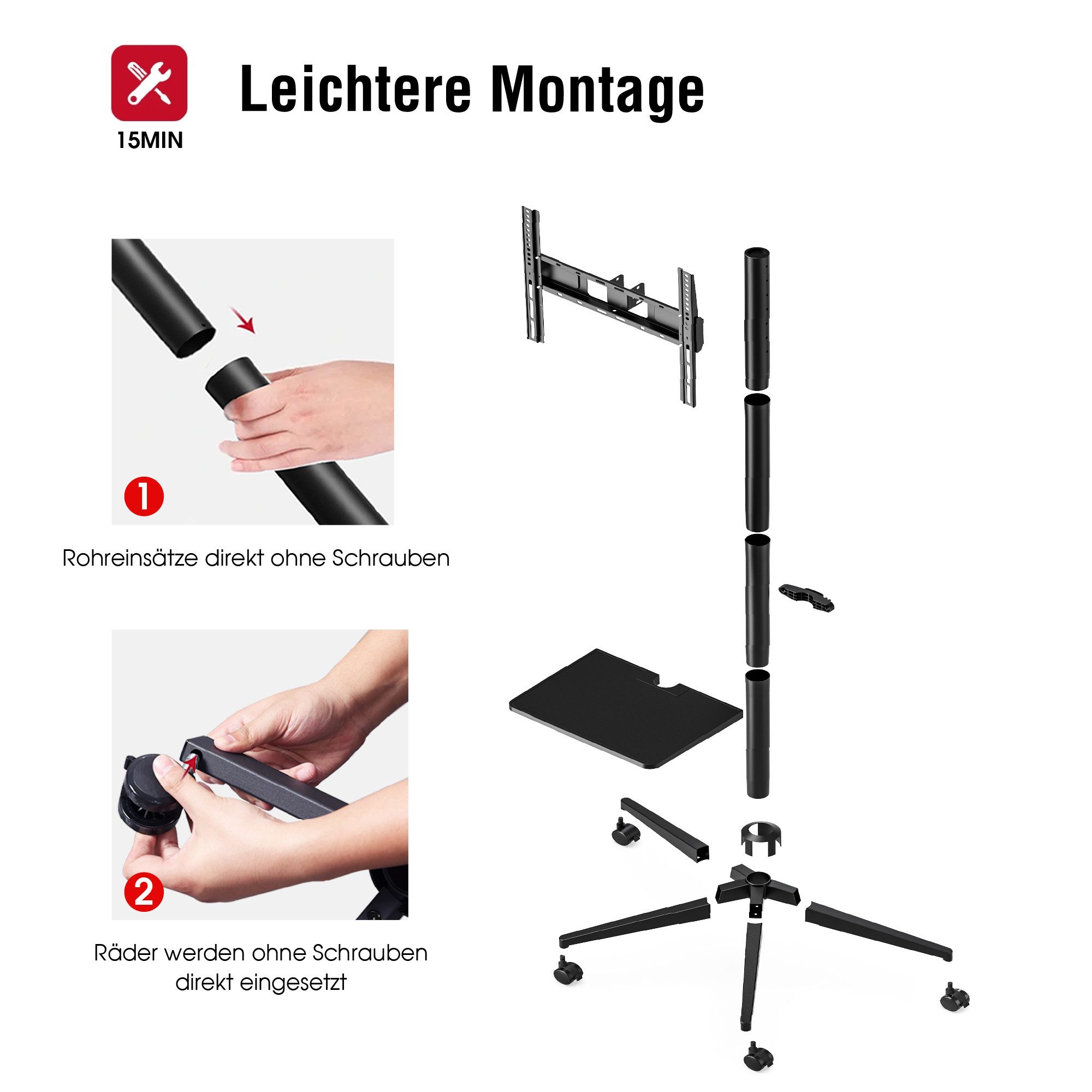 AOKCOS TV-Ständer, (bis 65 Zoll, Einfache Montage)