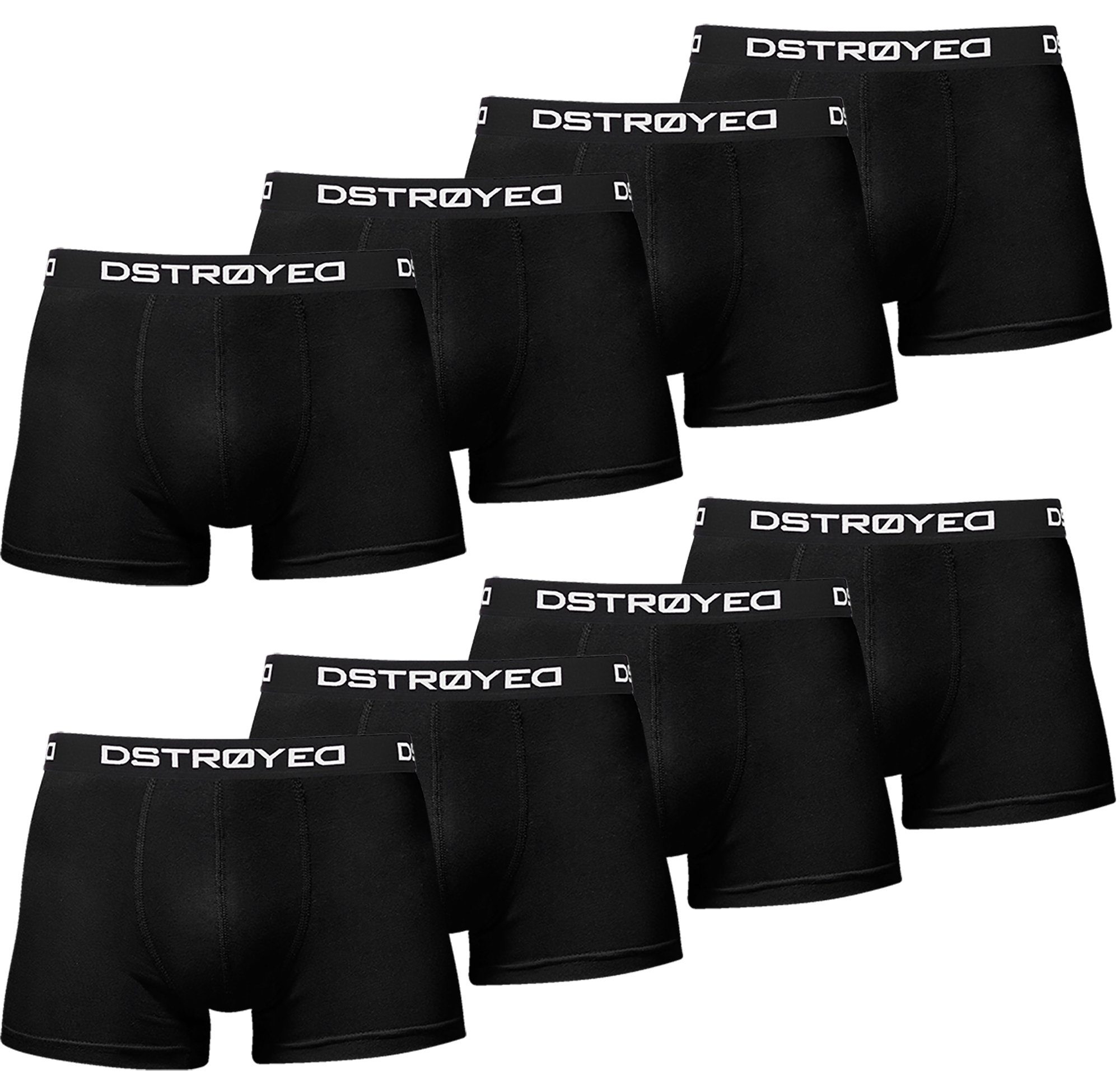 DSTROYED Boxershorts Herren Männer Unterhosen Baumwolle Premium Qualität perfekte Passform (Vorteilspack, 8er, 8er Pack) 317b-schwarz