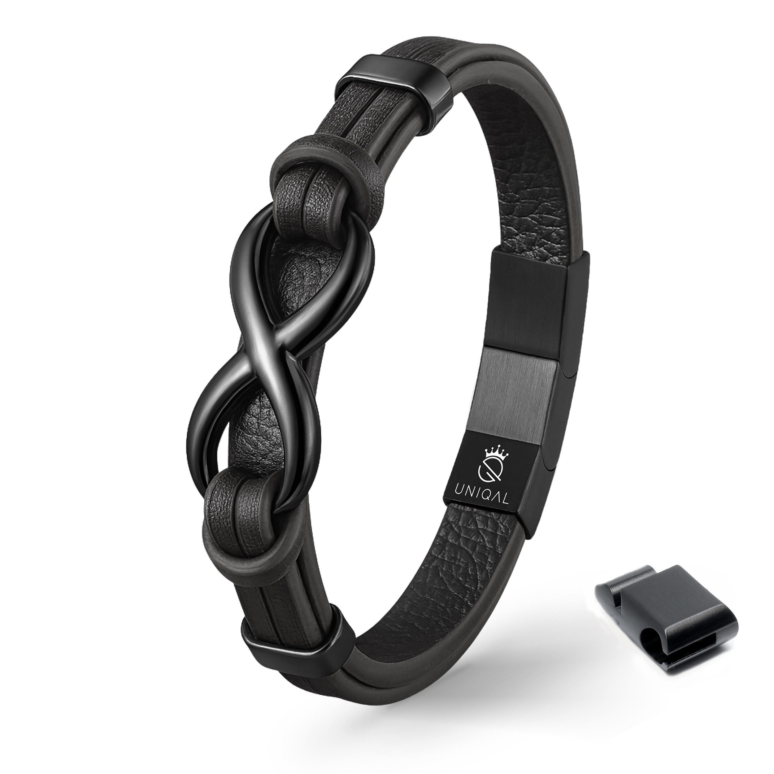 UNIQAL.de Lederarmband Unendlichkeit Leder Armband "INFINITY" Herren (Edelstahl, Echtleder, Casual Style, Handgefertigt), Designed in Germany