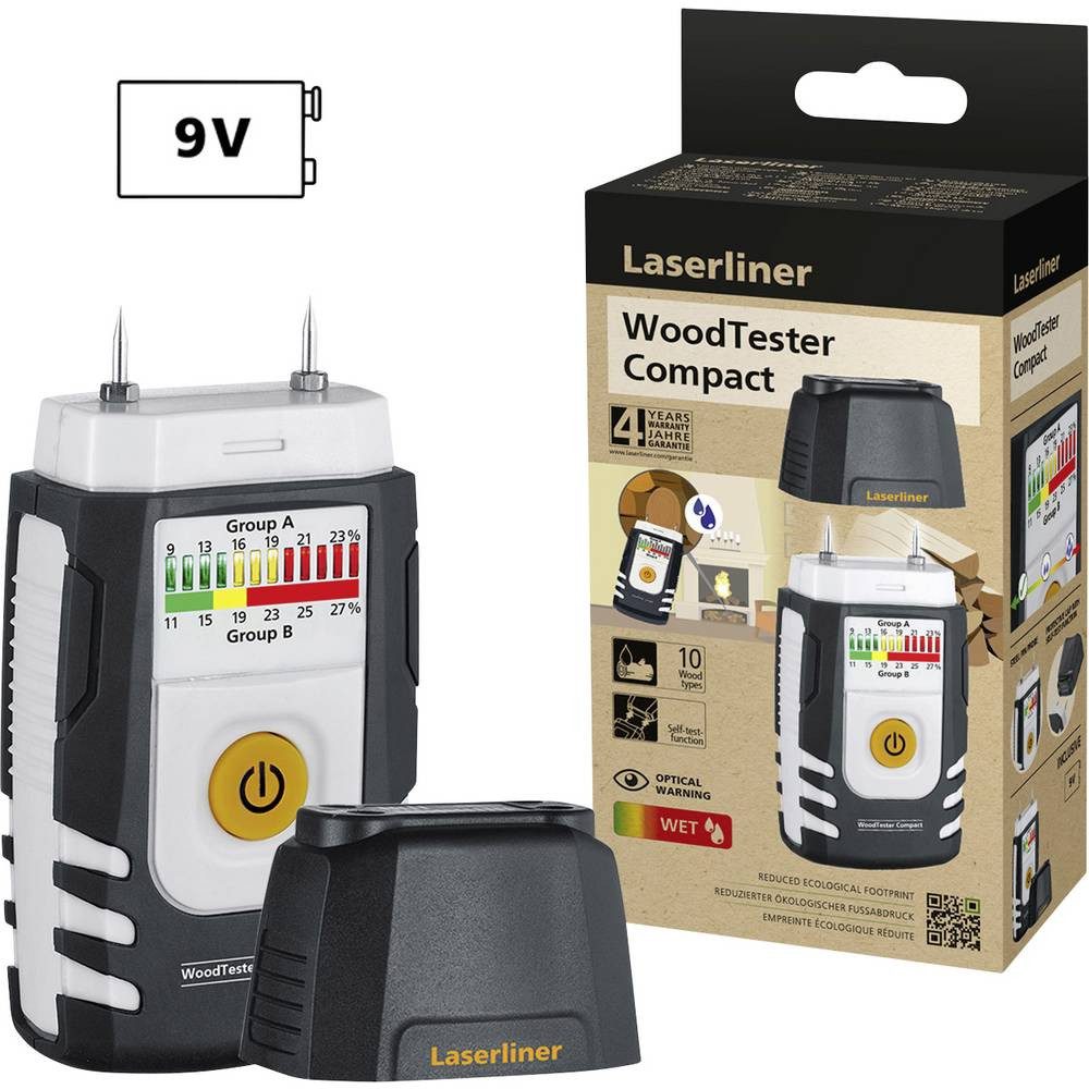 LASERLINER Feuchtigkeitsmesser WoodTester Compact Holzfeuchtemessgerät 082.004E