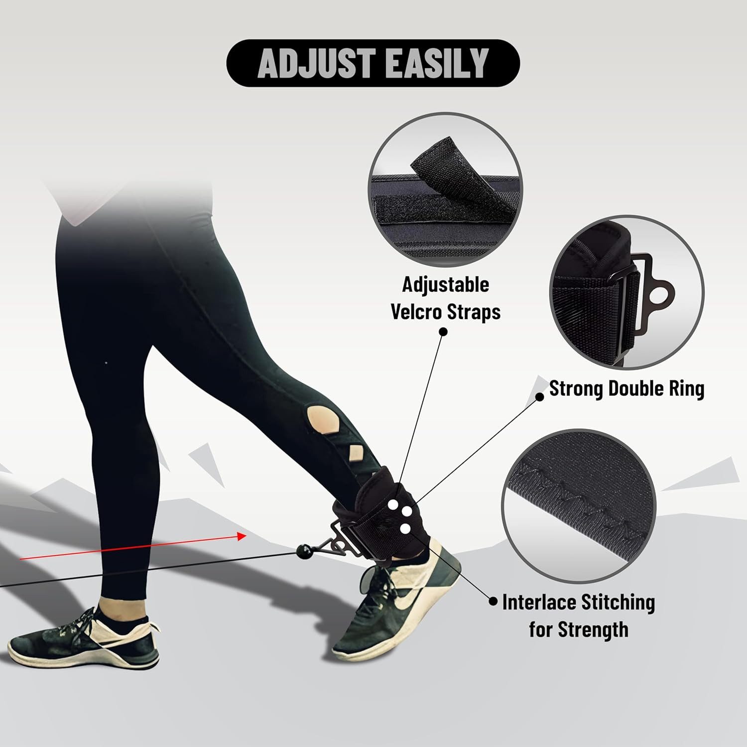 Endless Sprunggelenkbandage Premium einstellbares Einzel-Knöchelband mit Doppelnaht (1-tlg., Für Cable Machine Gym Knöchelmanschette, Resistance Bands), Multipurpose Gym Accessory