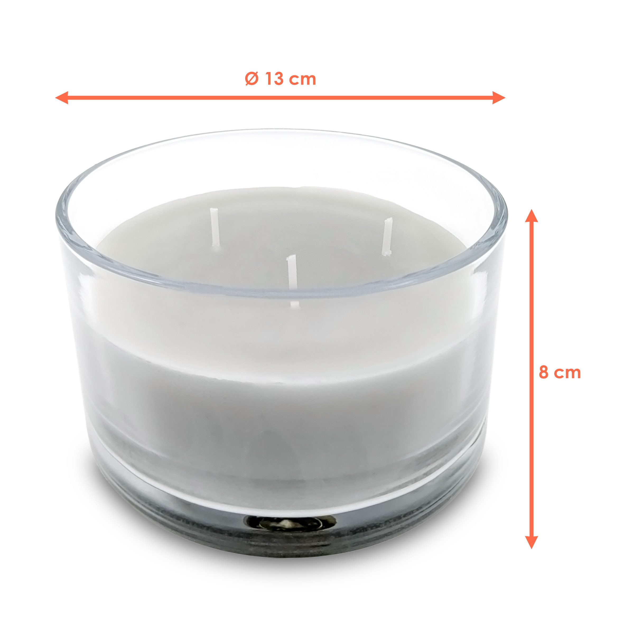 Spetebo Stumpenkerze 3-Docht Kerze im Glas Ø 13 cm unparfümiert (Stück, 1-tlg., Stumpenkerze), Stumpen Kerze mit langer Brenndauer – Bild 2 von 5