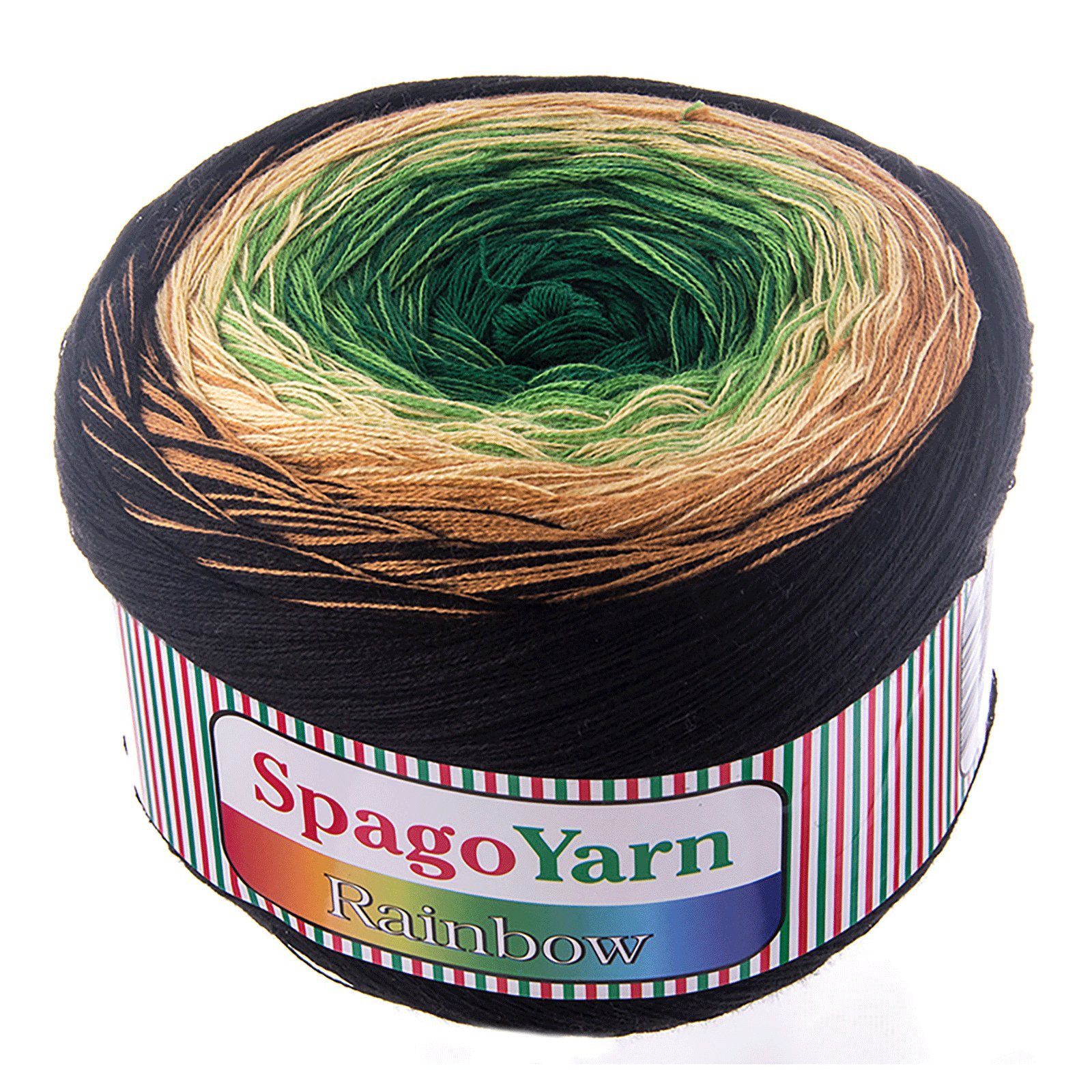 spagoyarn 2 x 250g Farbverlaufsgarn Spago Rainbow Häkelwolle, 1000 m, 06 Urwald