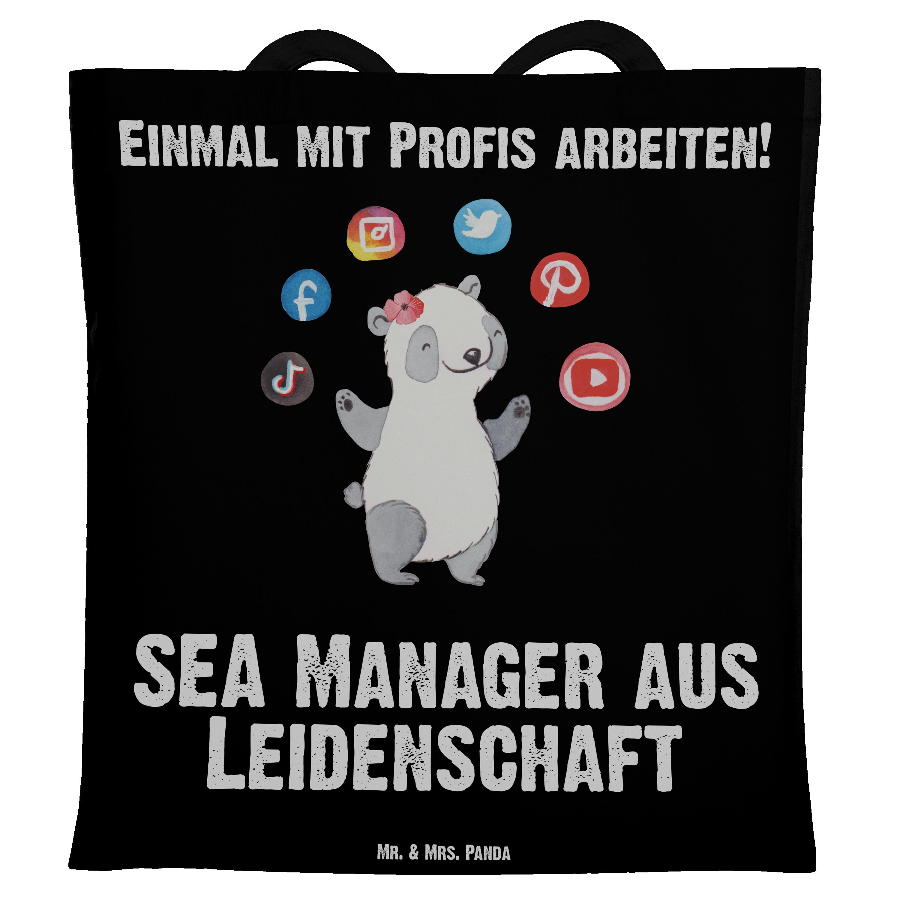 Mr. & Mrs. Panda Tragetasche SEA Manager aus Leidenschaft - Schwarz - Geschenk, Suchmaschinenmarke (1-tlg)
