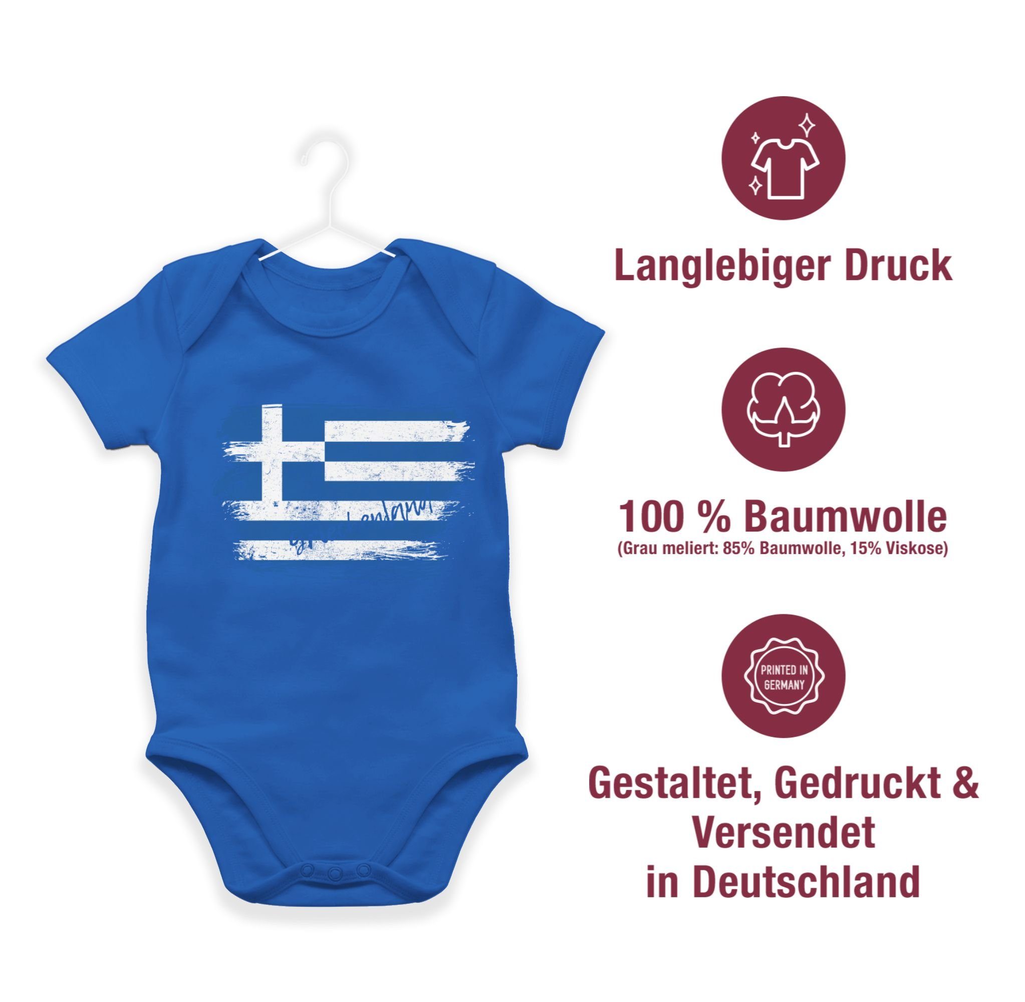 Vintage 1 Griechenland Baby Wappen Shirtracer Länder Royalblau Shirtbody