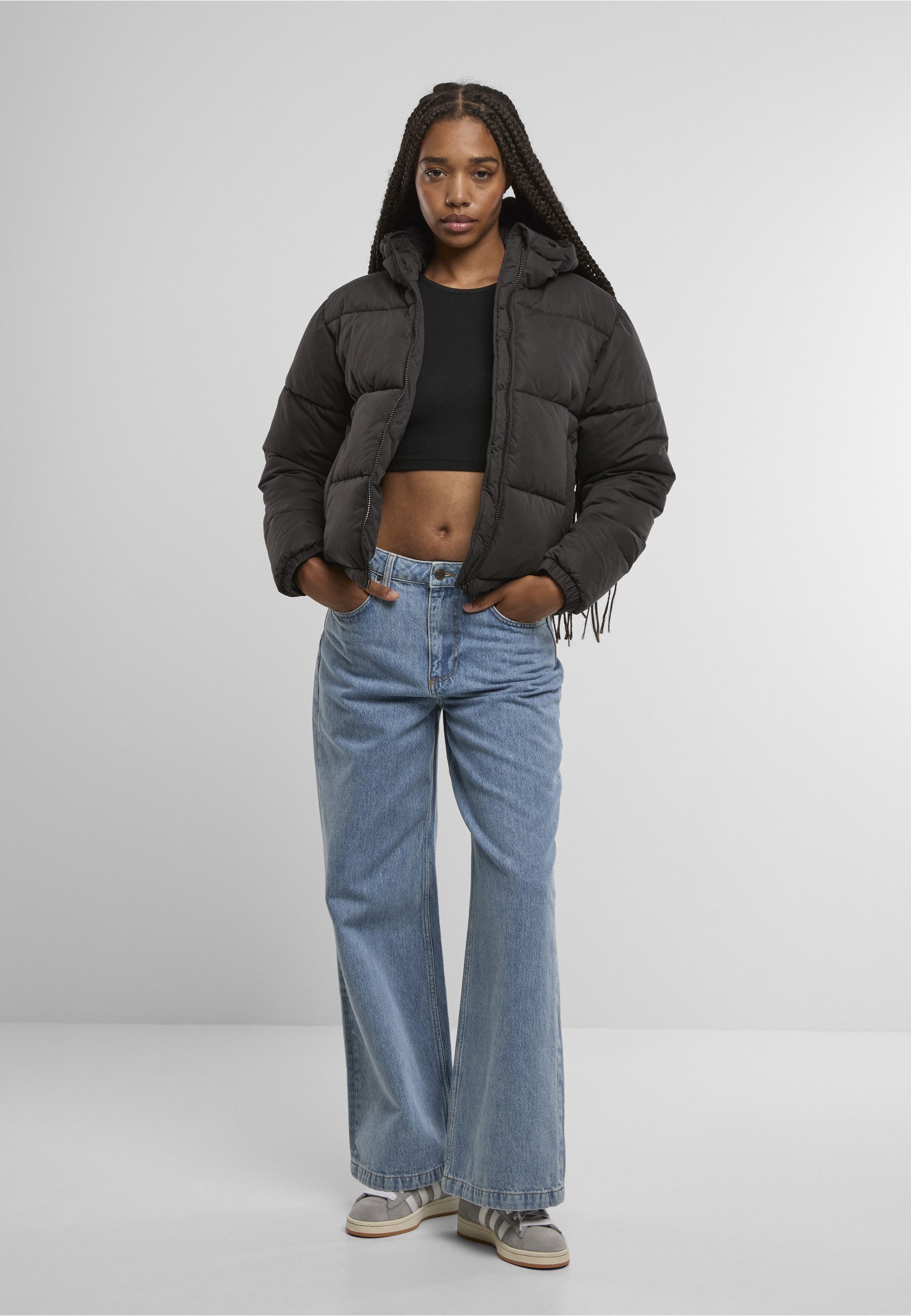 URBAN CLASSICS Winterjacke Urban Classics Ladies Peached Puffer Jacket With Hood (1-St)
