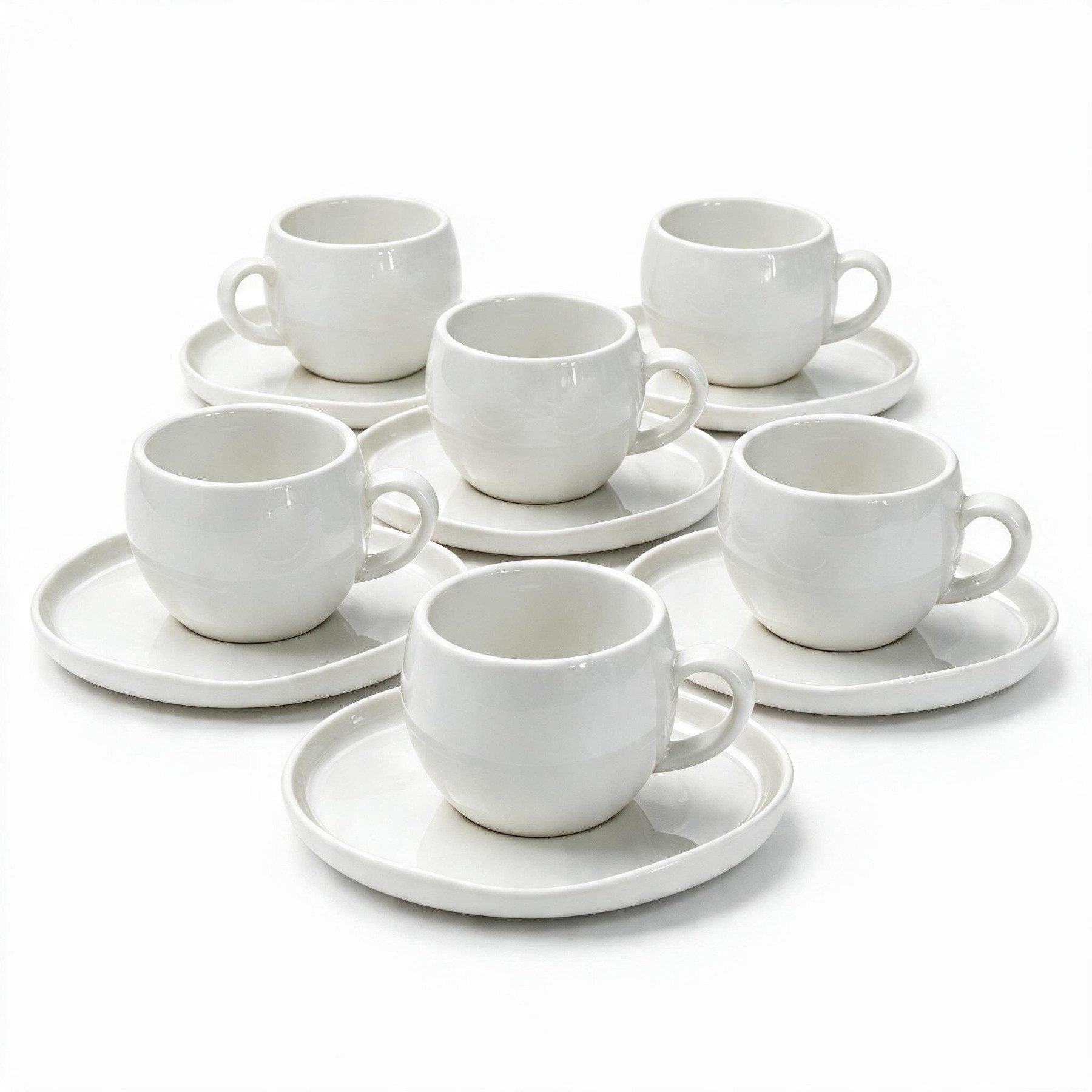 Mulex Tasse AURA Kaffeetassen Set weiss, 12-tlg., Porzellan, Spülmaschinengeeignet