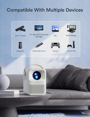 WOLFANG 4K Unterstützt WiFi Bluetooth Portabler Projektor (200 lm, 10000:1, 1920x1080 px, Mit Dual Stereo Speakers, Kompatible with Phone/Laptop/Fire Stick/PS5)