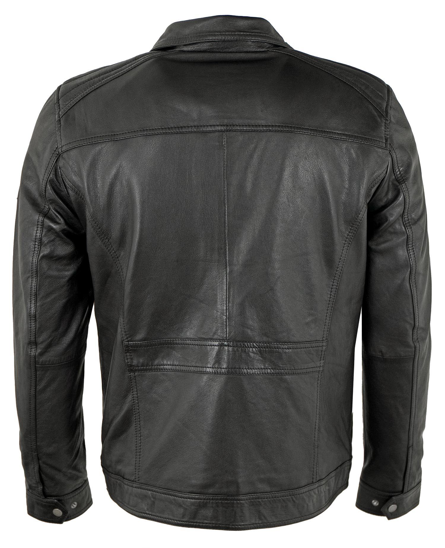 Lederjacke OK-105 Echtleder Herren Lederjacke Lammnappa schwarz