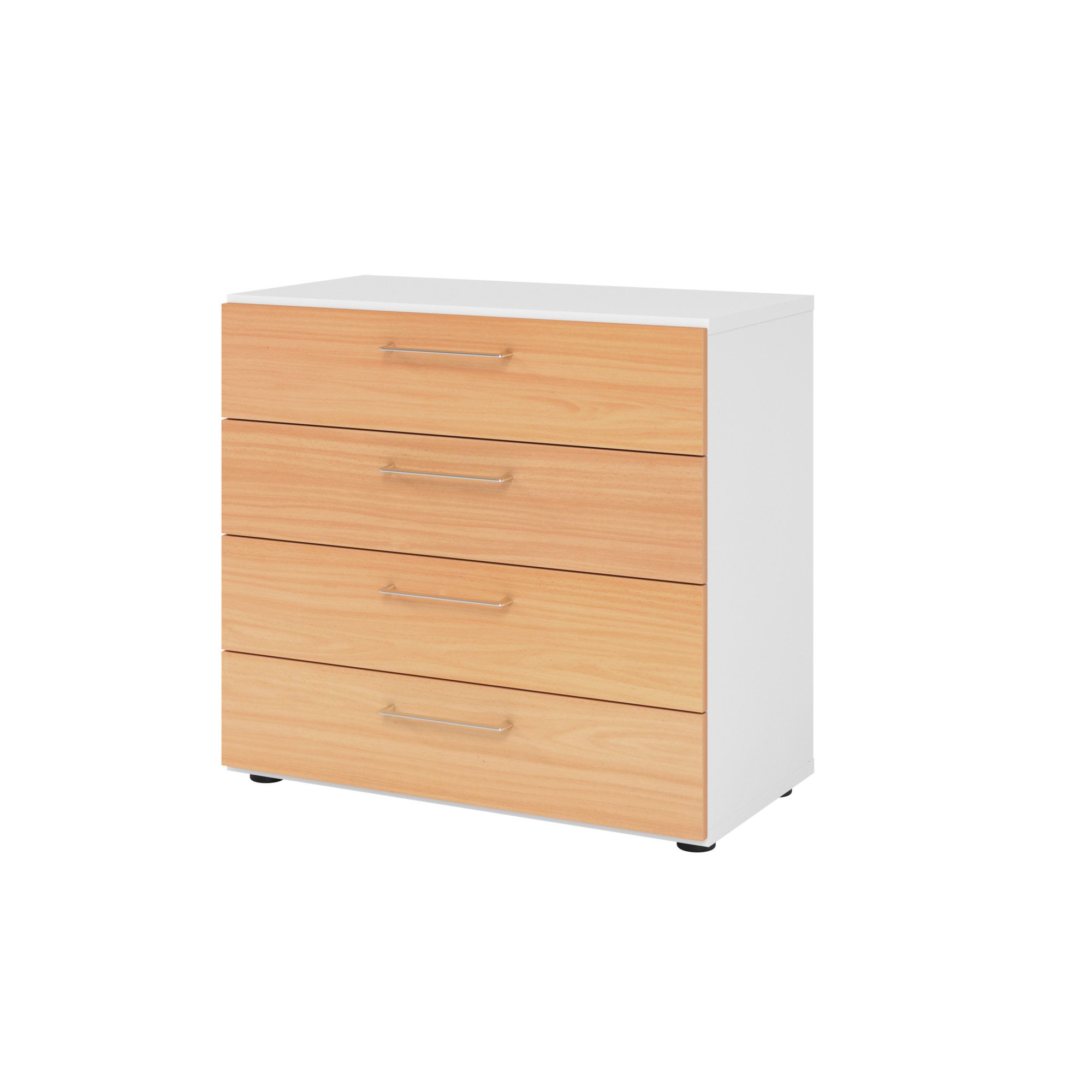 Hängeschuhschrank Regal 2OH 4 Schübe weiß/Buche