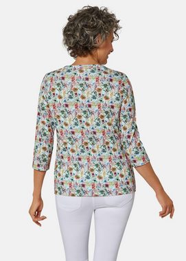 GOLDNER 3/4-Arm-Shirt Knitterarmes Druckshirt mit femininen Blumendruck