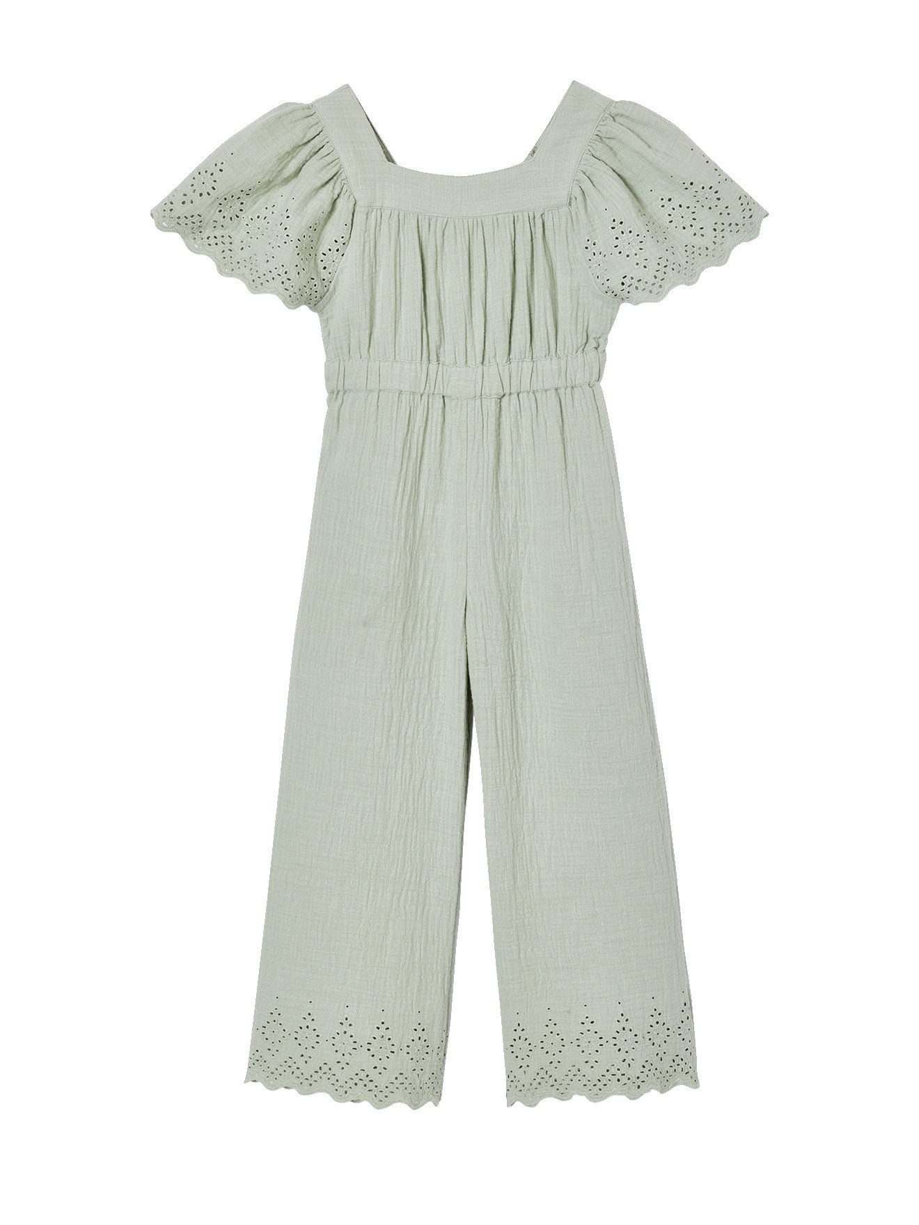 vertbaudet Jumpsuit Mädchen Jumpsuit aus Musselin mit Stickerei Stickerei