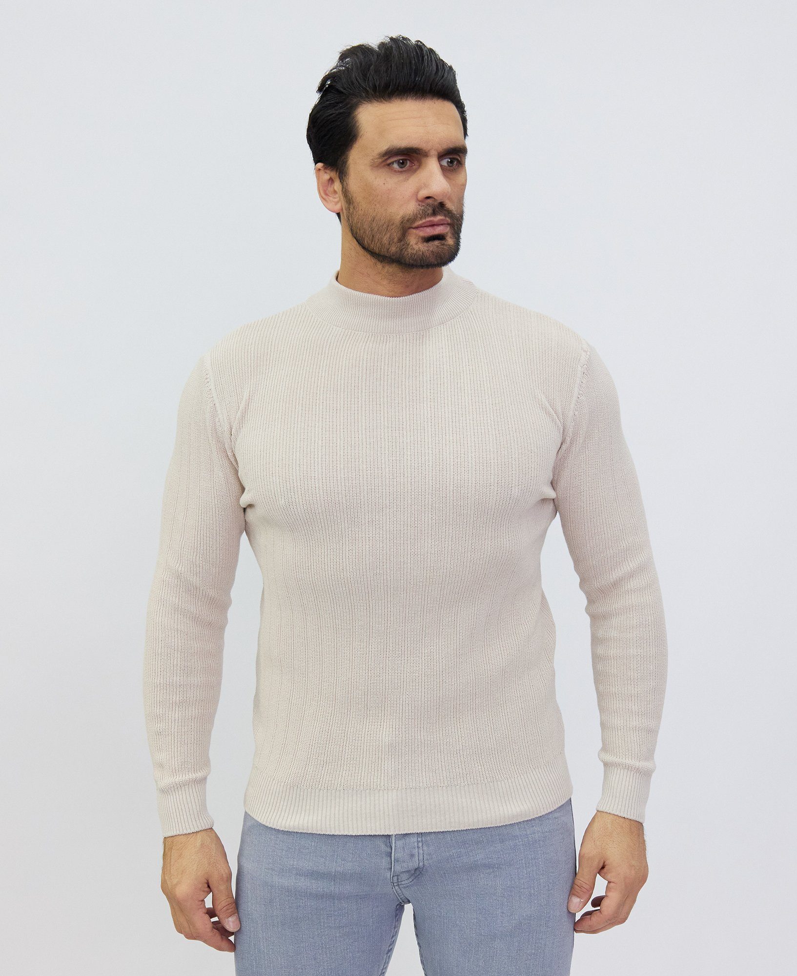 Denim Distriqt Strickpullover Stehkragen Pullover in feinem Muster günstig online kaufen