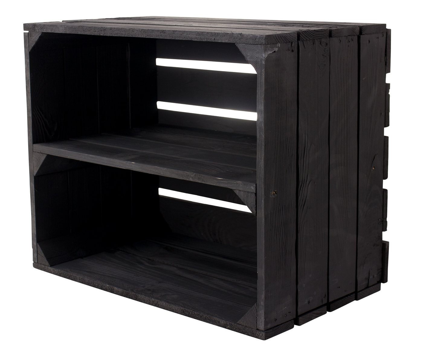 Kistenkolli Altes Land Allzweckkiste Holzkiste Johanna in schwarz mit Mittelbrett längs (Spar-Set, 1er Set)