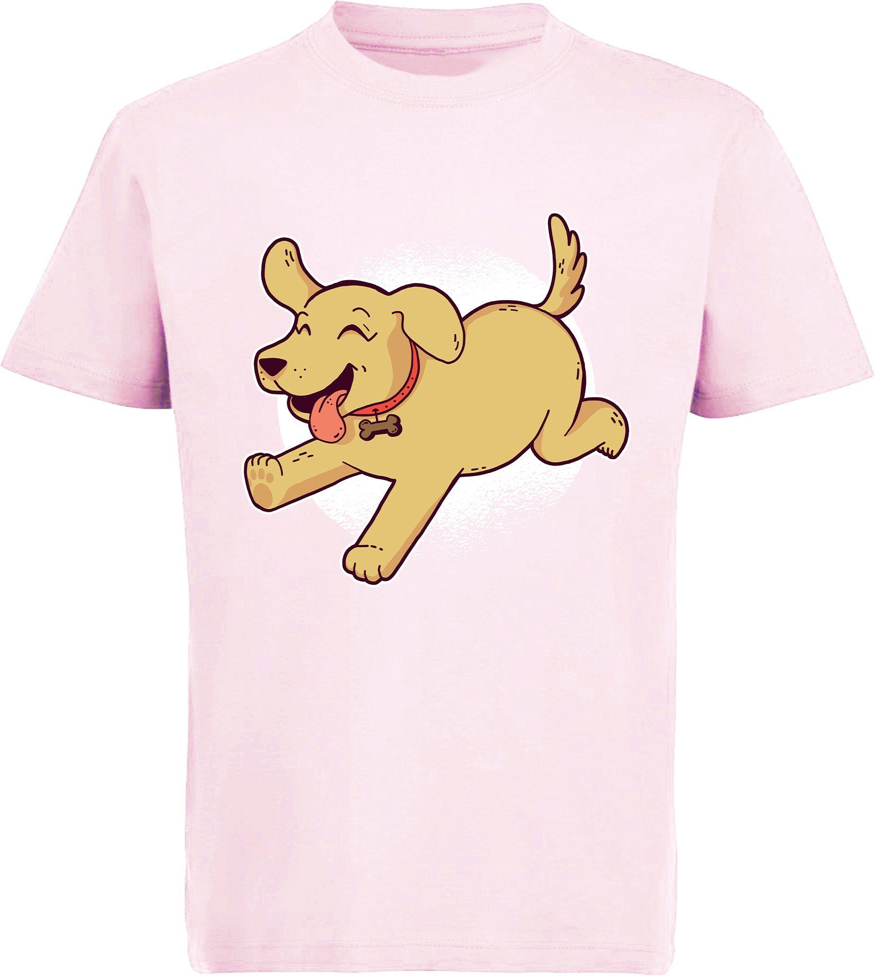 MyDesign24 T-Shirt Kinder Hunde Print rosa mit Labrador Aufdruck, bedruckt i248 Welpe Spielender - Baumwollshirt Shirt