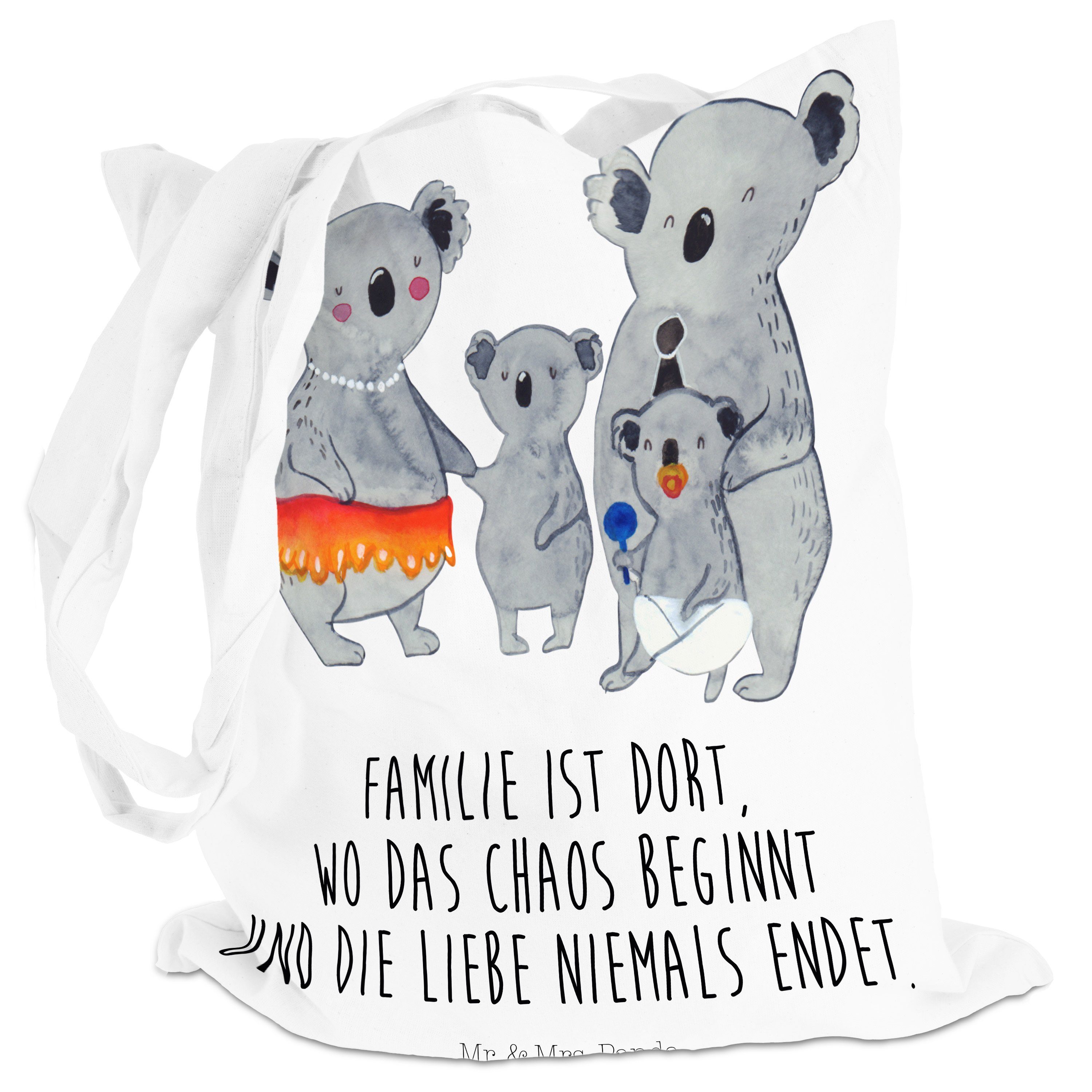 Mr. & Mrs. Panda Tragetasche time, Familie - quality Beutel, Jutebeutel, Weiß Koala Ge Geschenk, - (1-tlg)